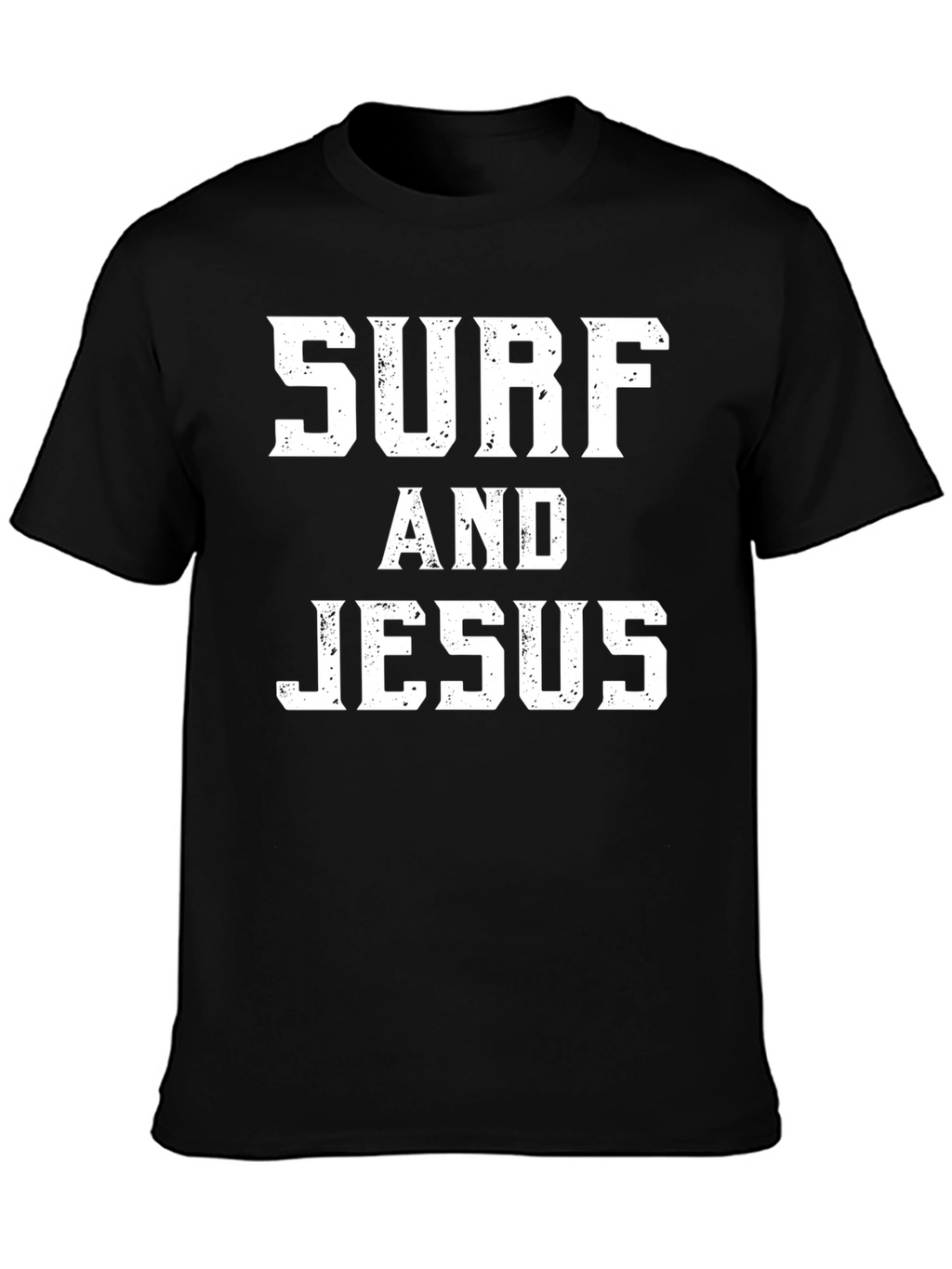 Surf and Jesus Graphic Print T-Shirt - Black