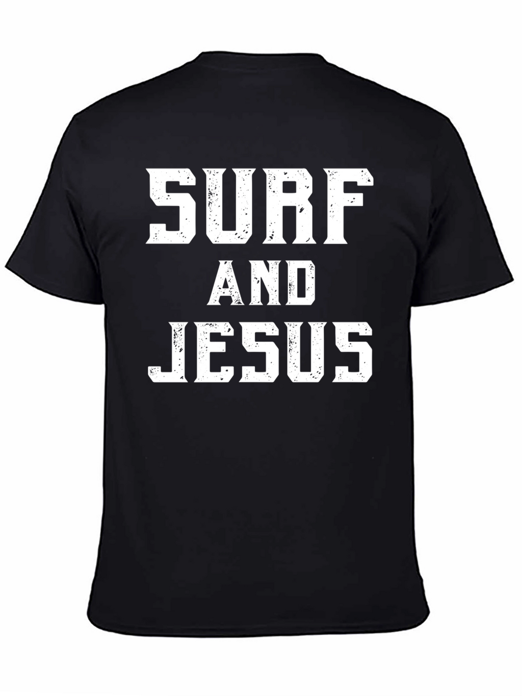 Surf and Jesus Graphic Print T-Shirt - Black