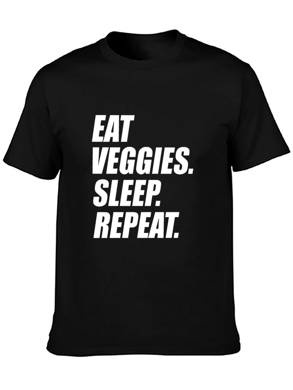 Eat Veggies Sleep Repeat Black Graphic Tee