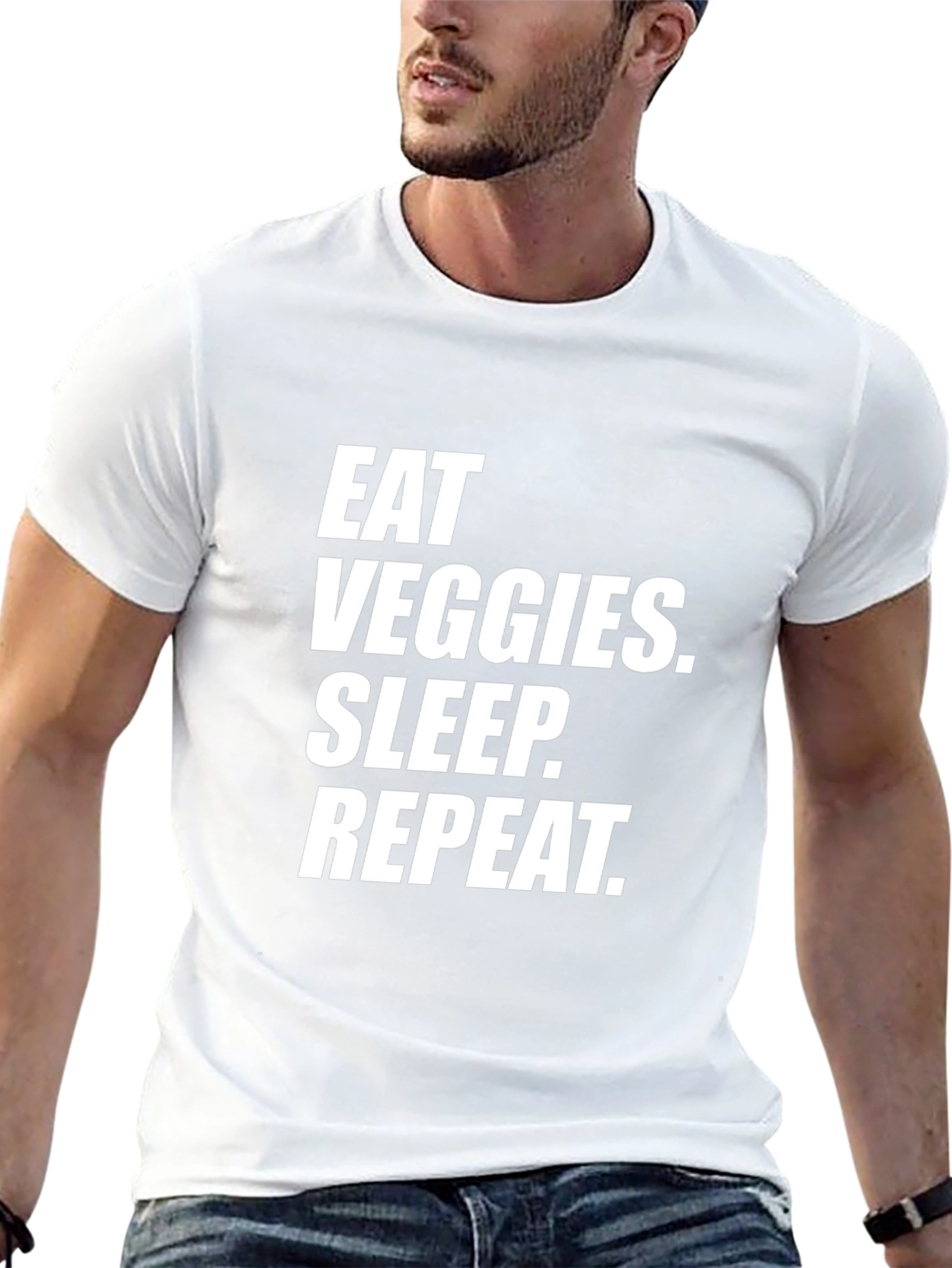 Eat Veggies Sleep Repeat Black Graphic Tee