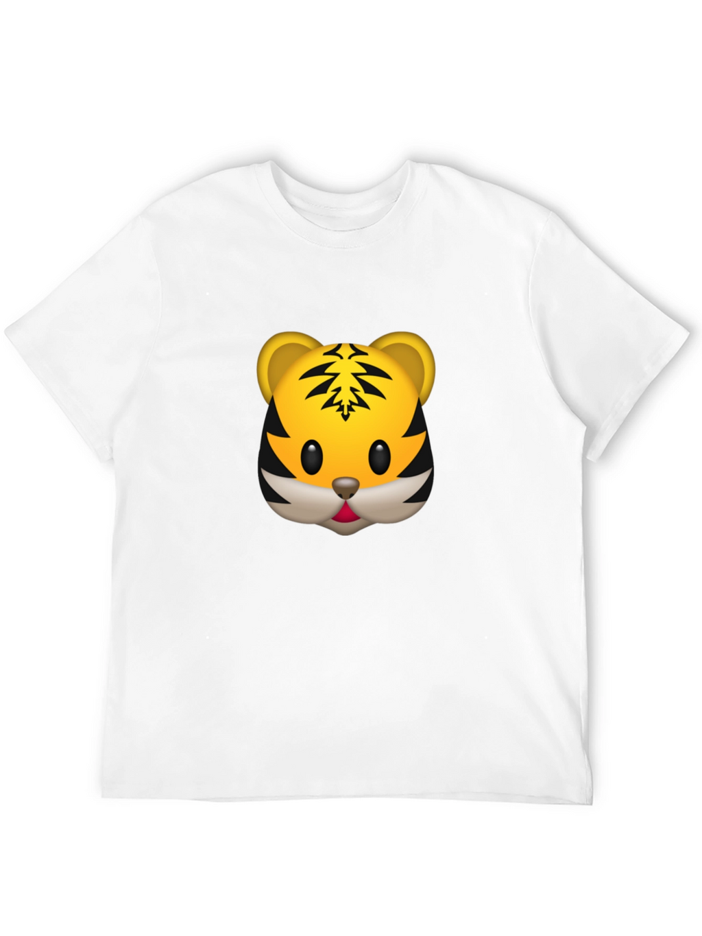 Tiger Emoji Graphic Tee - Black Cotton T-Shirt