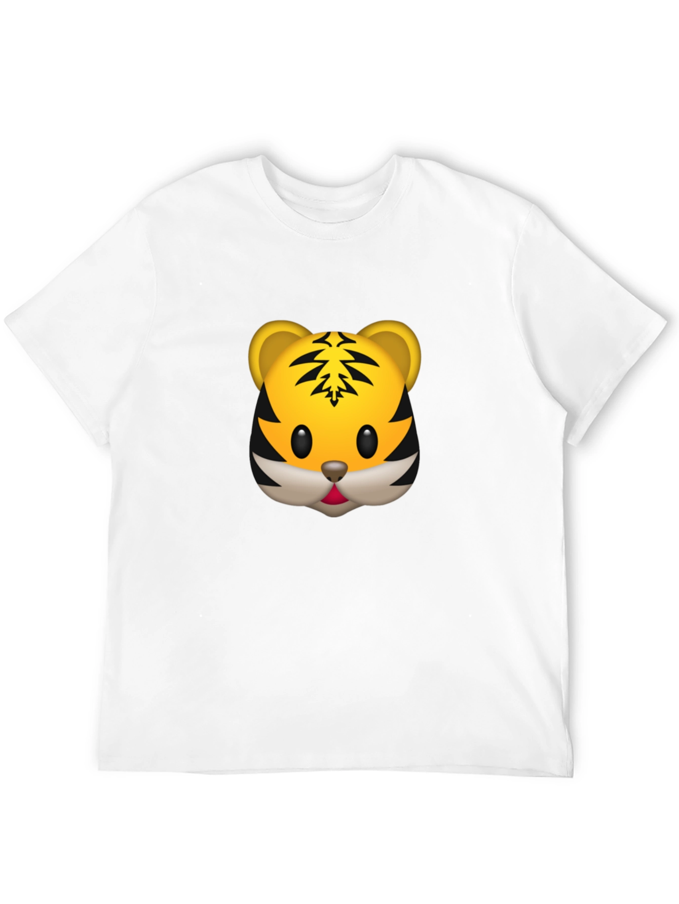 Tiger Emoji Graphic Tee - Black Cotton T-Shirt