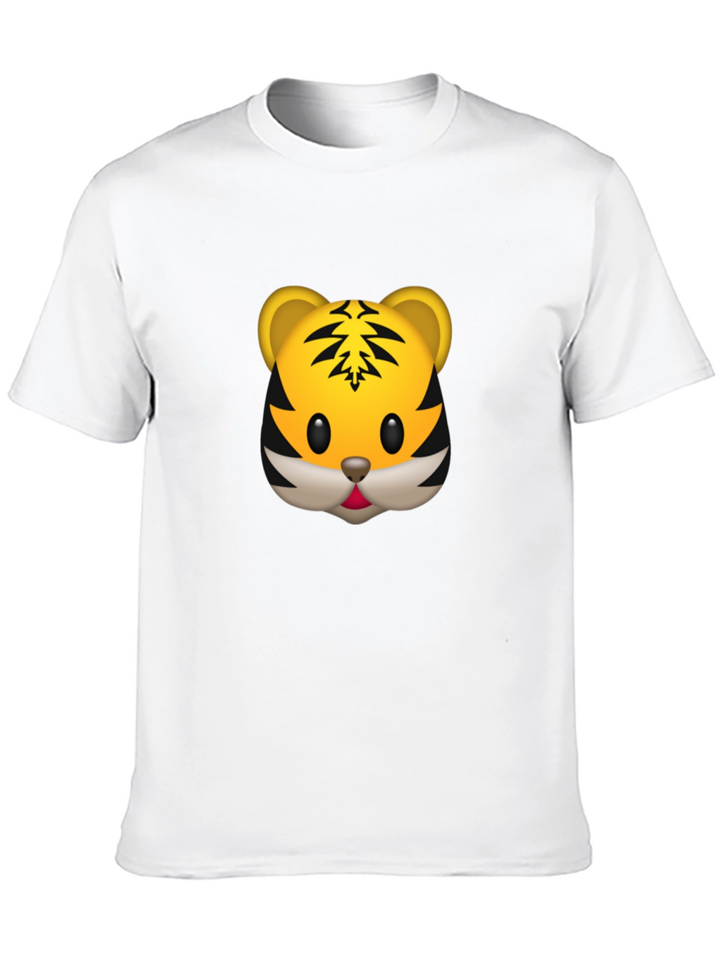 Tiger Emoji Graphic Tee - Black Cotton T-Shirt