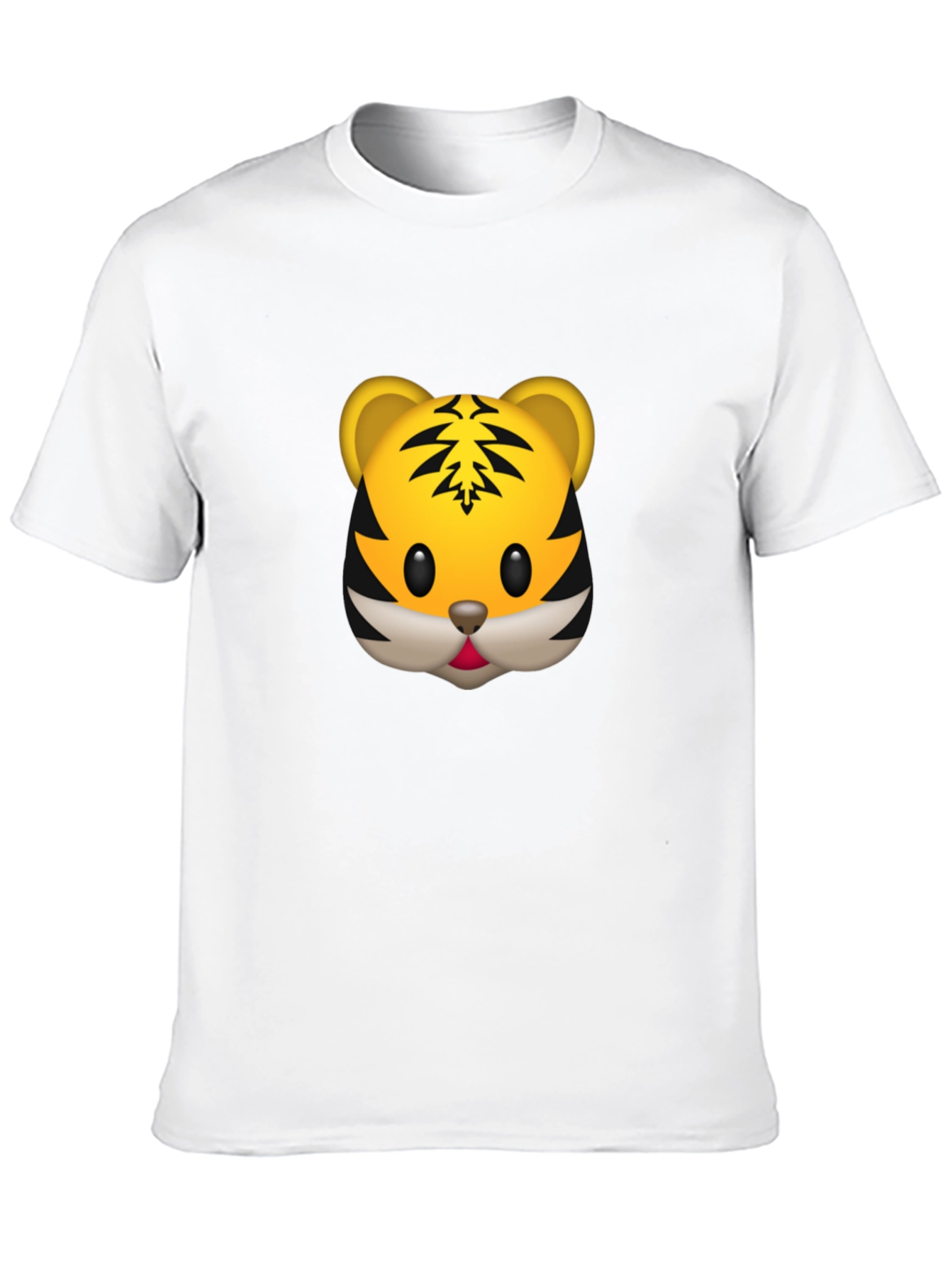 Tiger Emoji Graphic Tee - Black Cotton T-Shirt