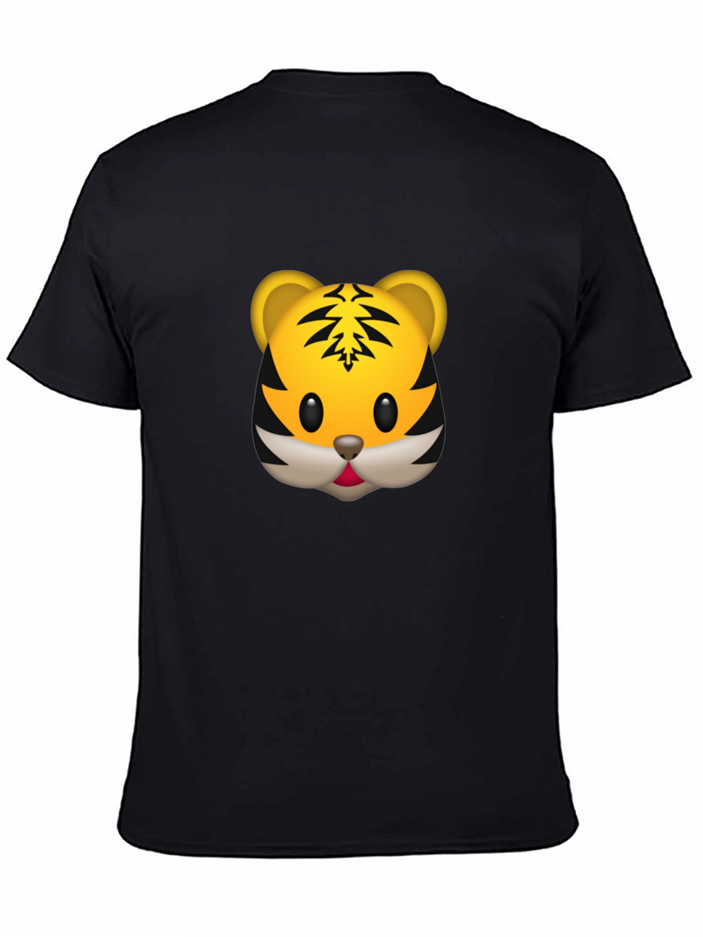 Tiger Emoji Graphic Tee - Black Cotton T-Shirt