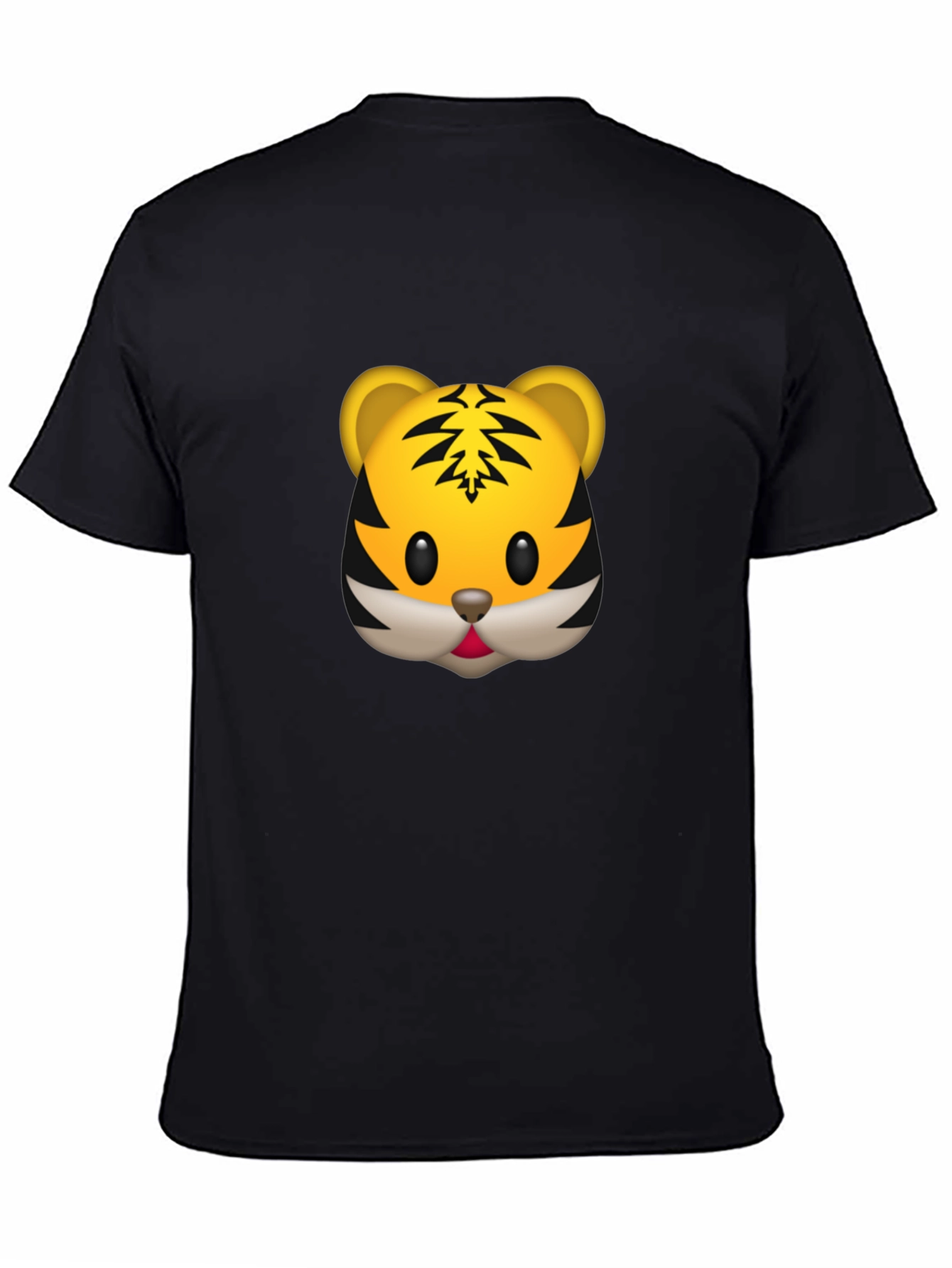 Tiger Emoji Graphic Tee - Black Cotton T-Shirt