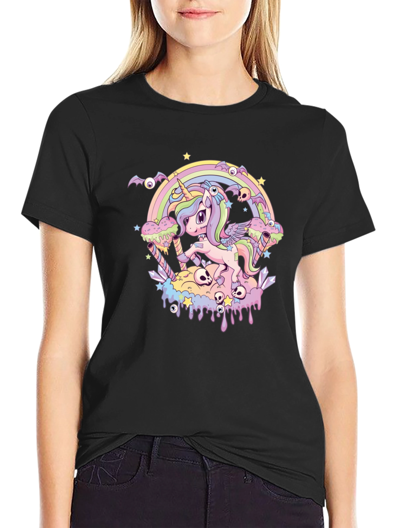 Pastel Goth Unicorn Graphic Tee