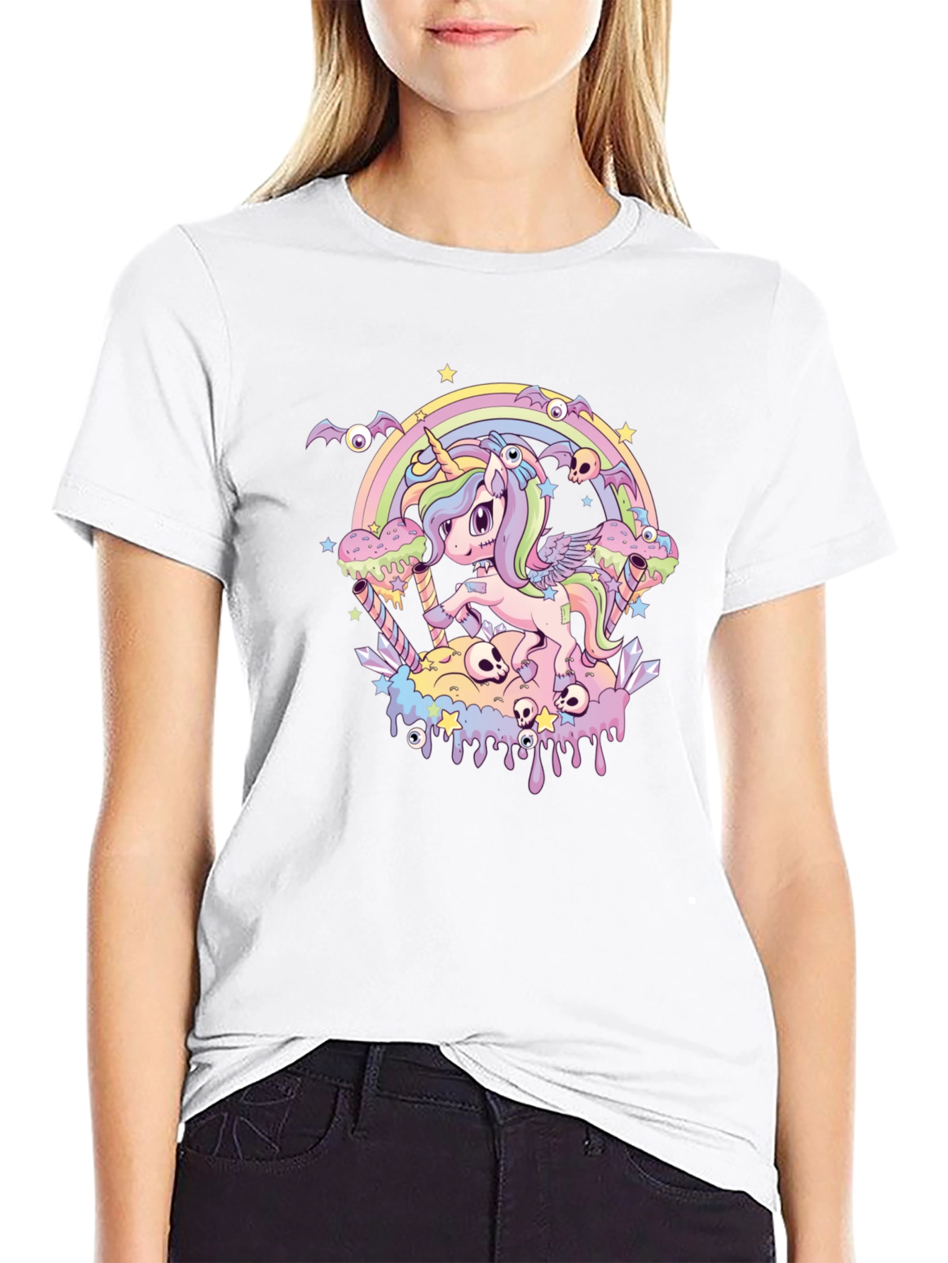 Pastel Goth Unicorn Graphic Tee
