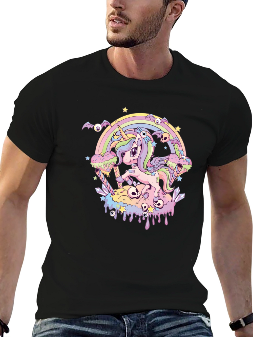 Pastel Goth Unicorn Graphic Tee