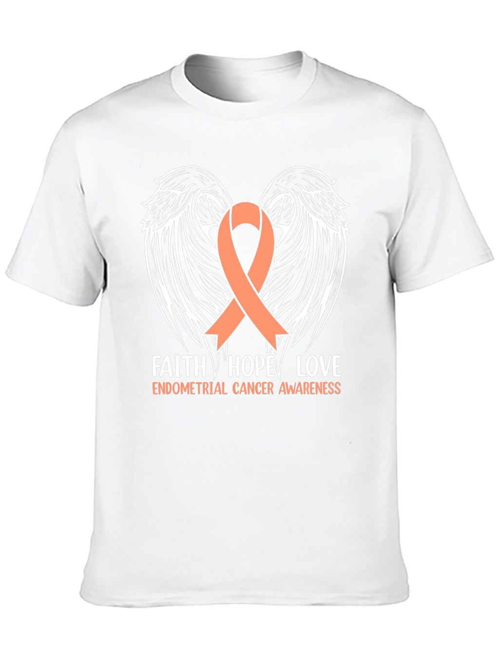 Endometrial Cancer Awareness T-Shirt with Ribbon Wings Design