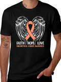 Endometrial Cancer Awareness T-Shirt with Ribbon Wings Design