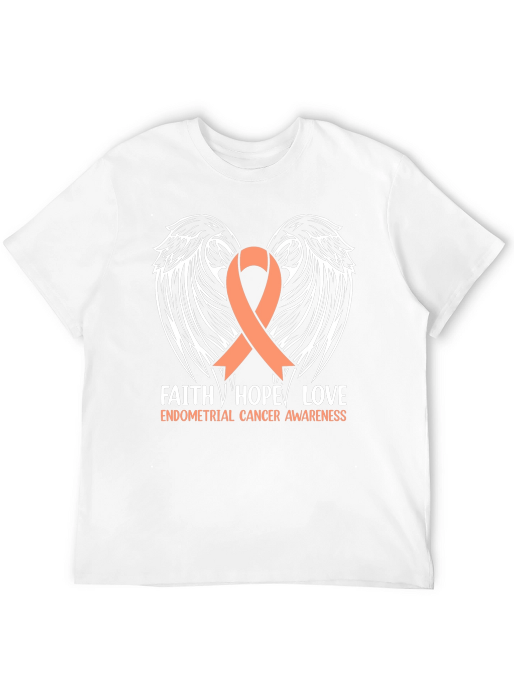 Endometrial Cancer Awareness T-Shirt with Ribbon Wings Design