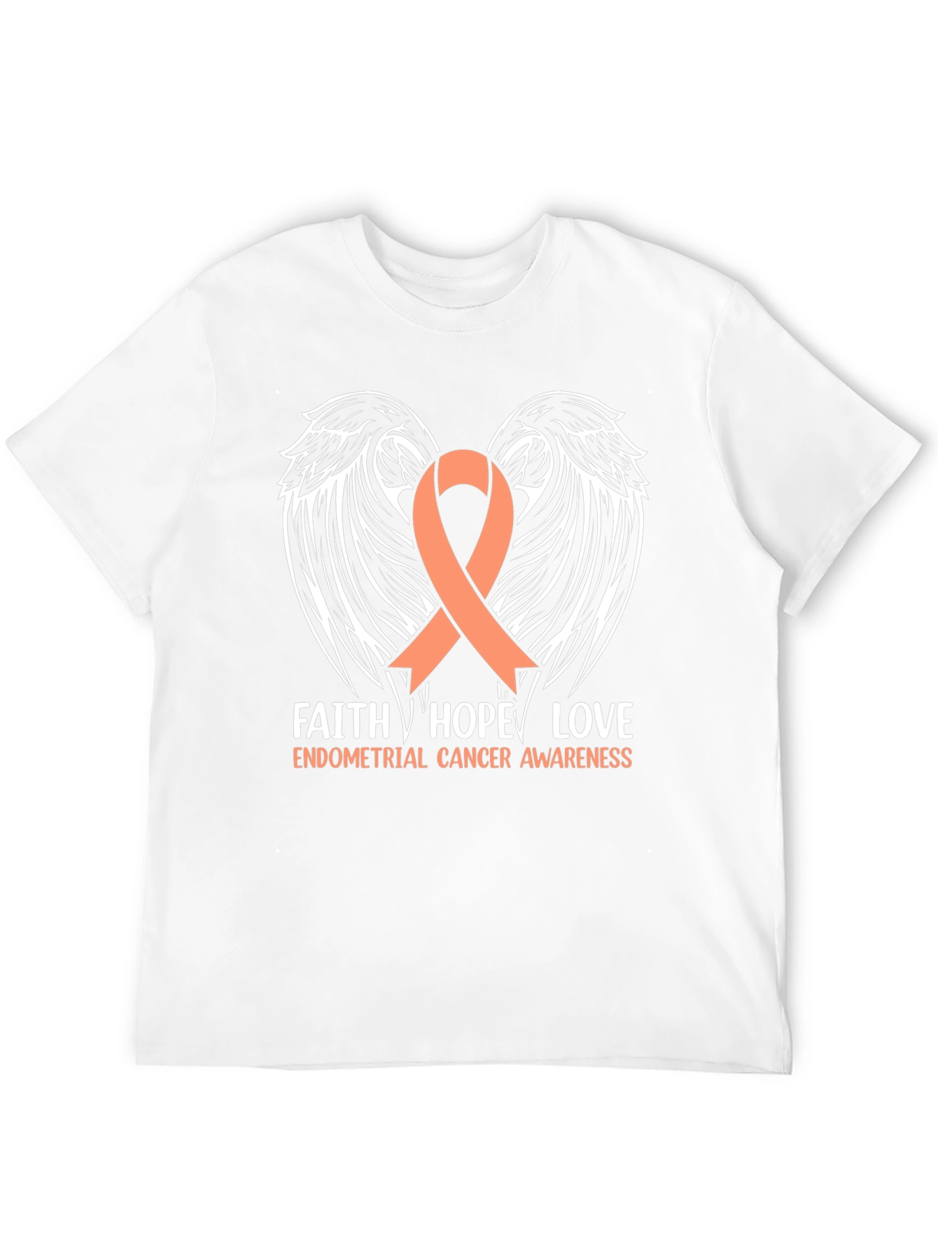 Endometrial Cancer Awareness T-Shirt with Ribbon Wings Design