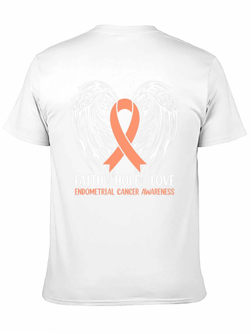 Endometrial Cancer Awareness T-Shirt with Ribbon Wings Design
