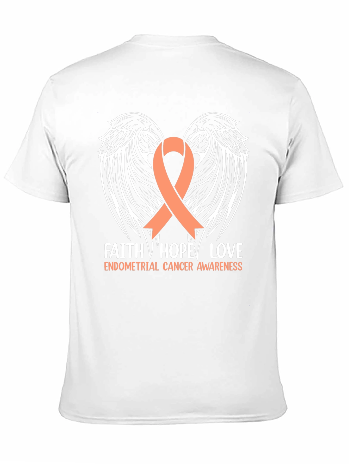 Endometrial Cancer Awareness T-Shirt with Ribbon Wings Design
