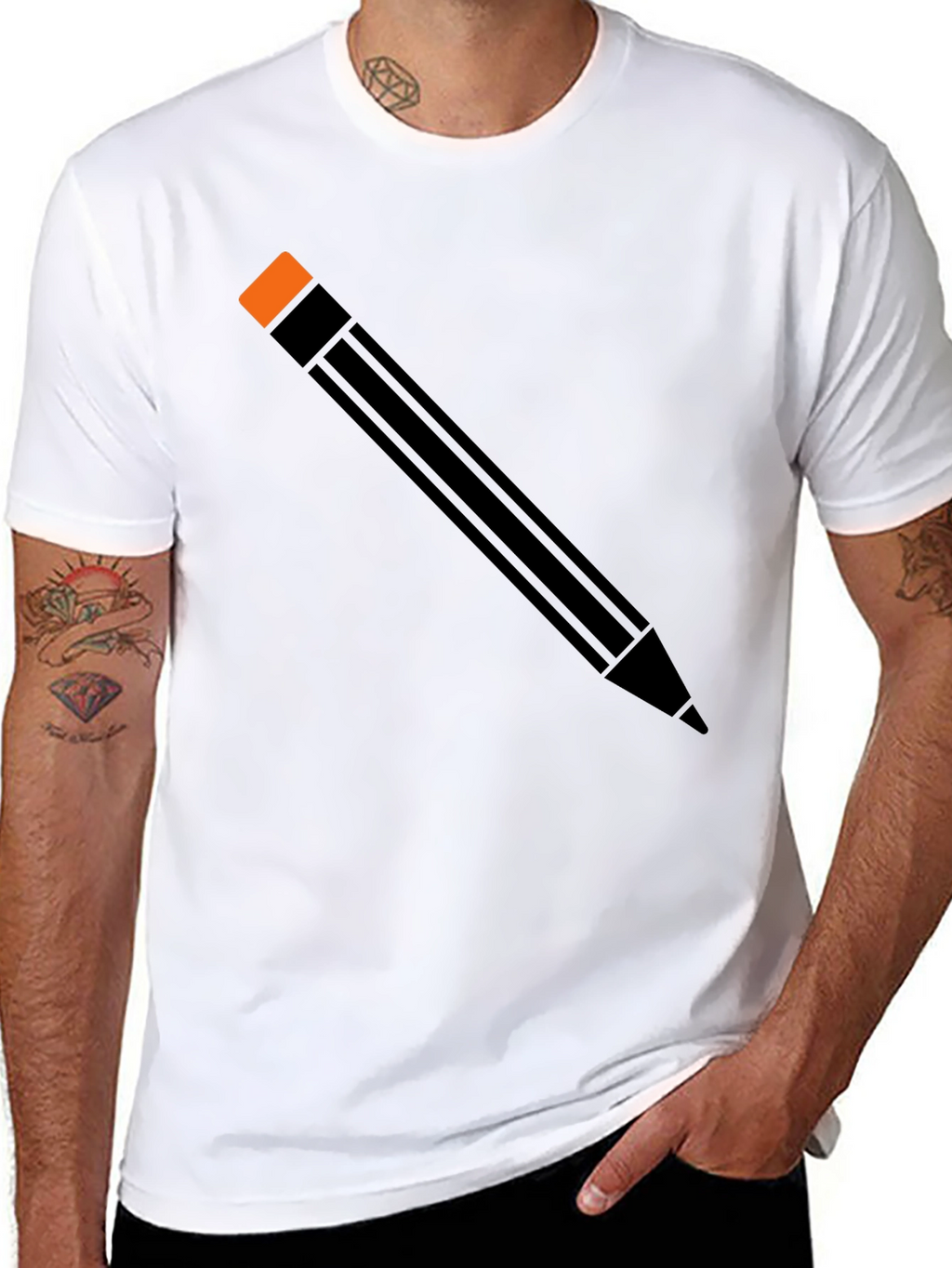 Pencil Graphic Tee - Unisex Black Cotton Shirt
