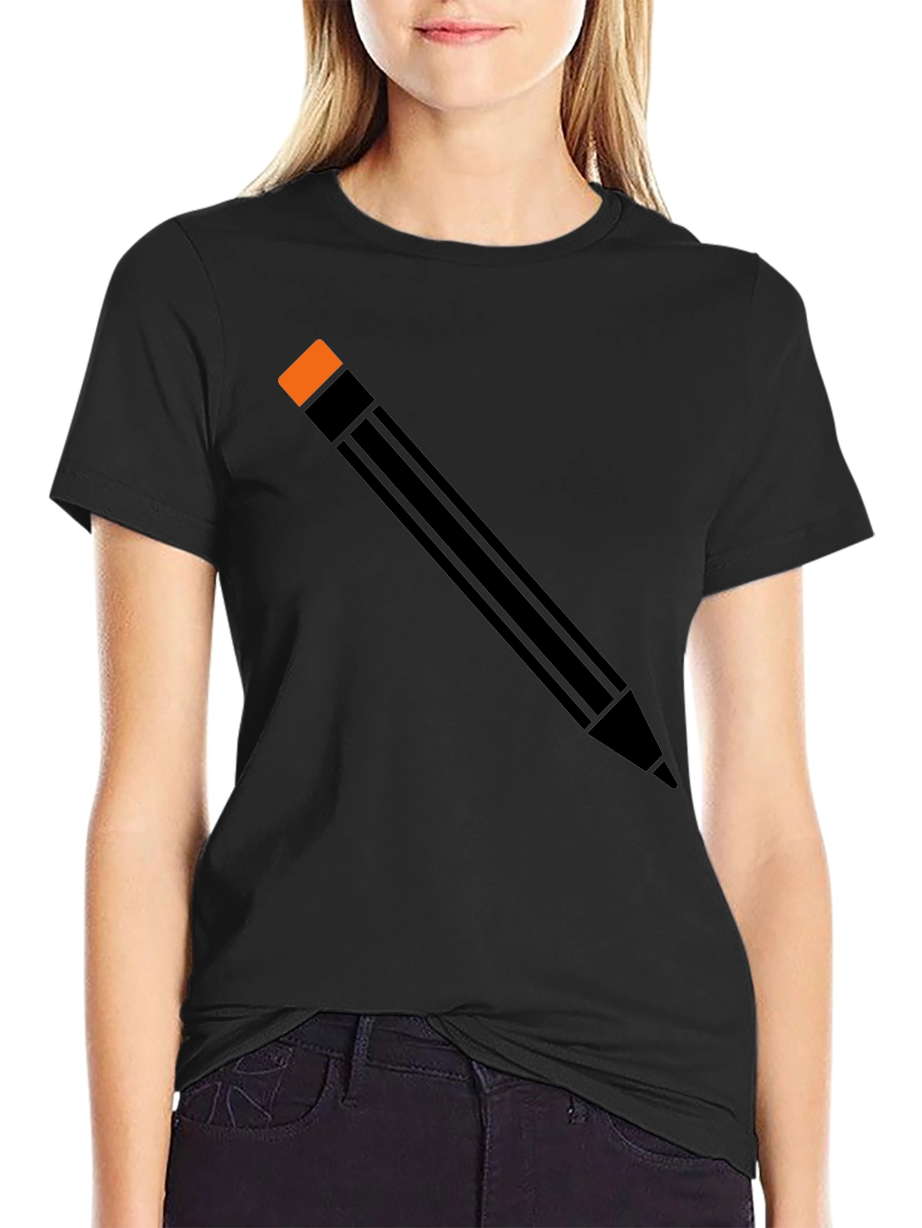 Pencil Graphic Tee - Unisex Black Cotton Shirt