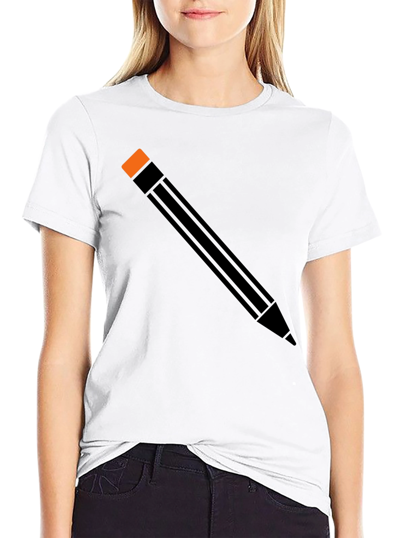 Pencil Graphic Tee - Unisex Black Cotton Shirt