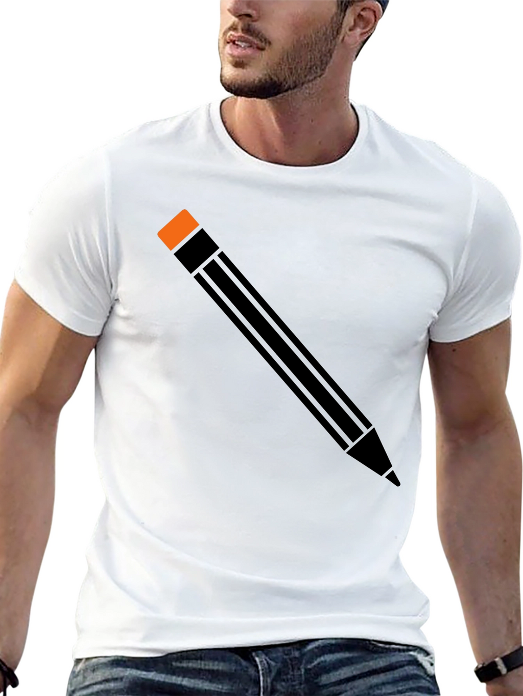 Pencil Graphic Tee - Unisex Black Cotton Shirt