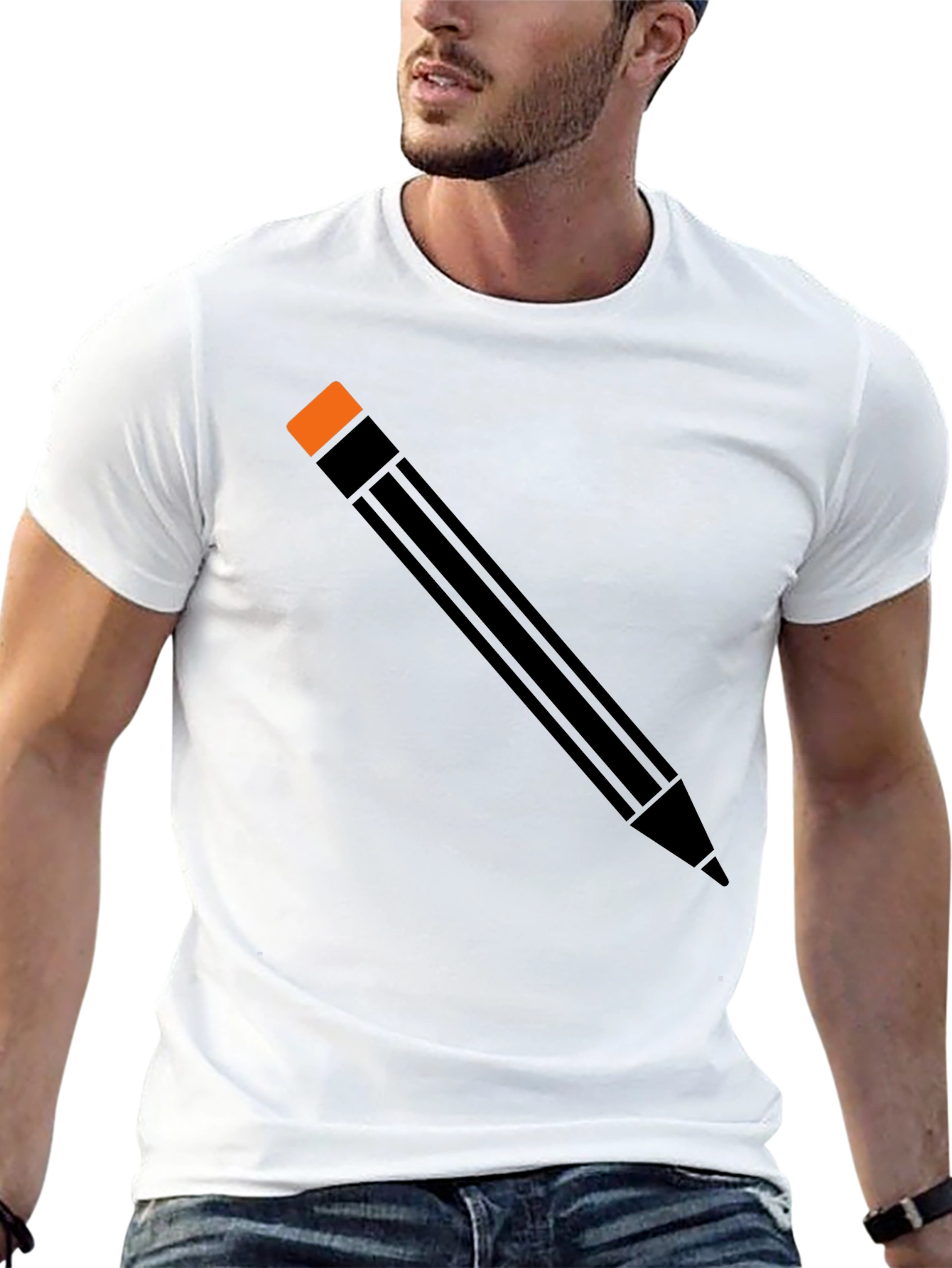 Pencil Graphic Tee - Unisex Black Cotton Shirt