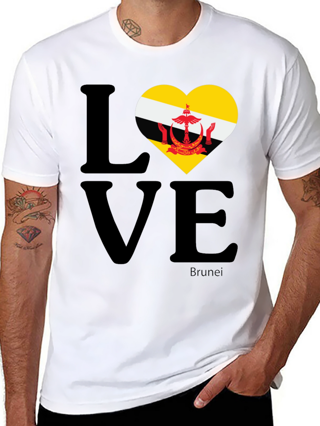 Brunei Flag Love Heart T-Shirt - Unisex