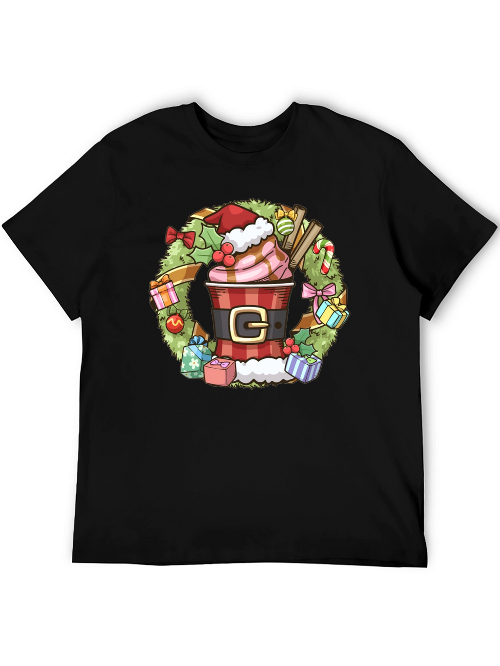 Festive Holiday Coffee Wreath T-Shirt