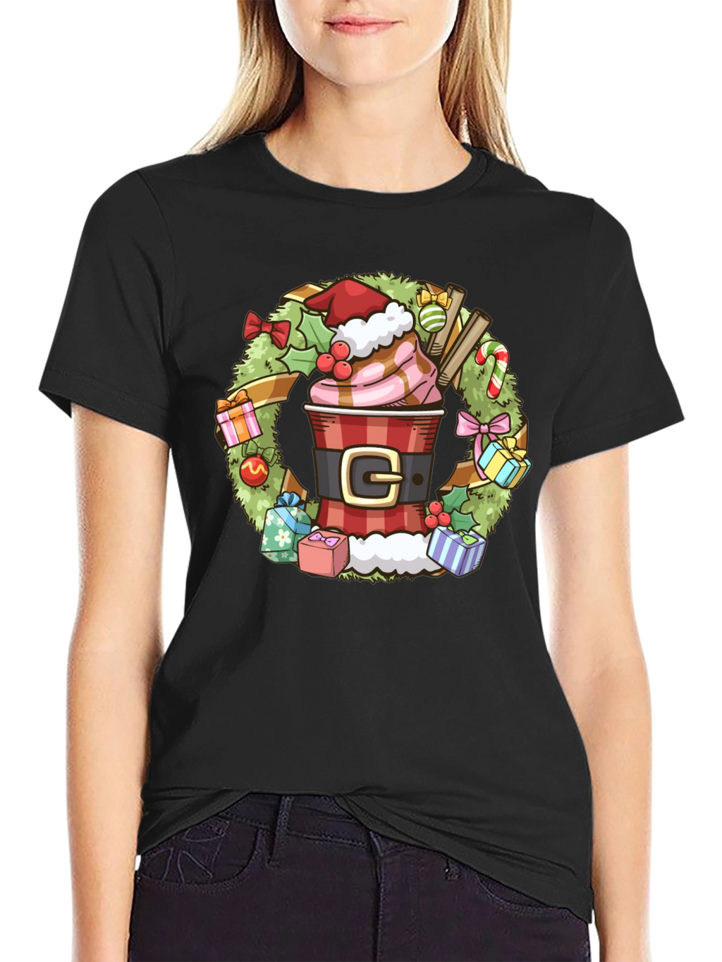 Festive Holiday Coffee Wreath T-Shirt