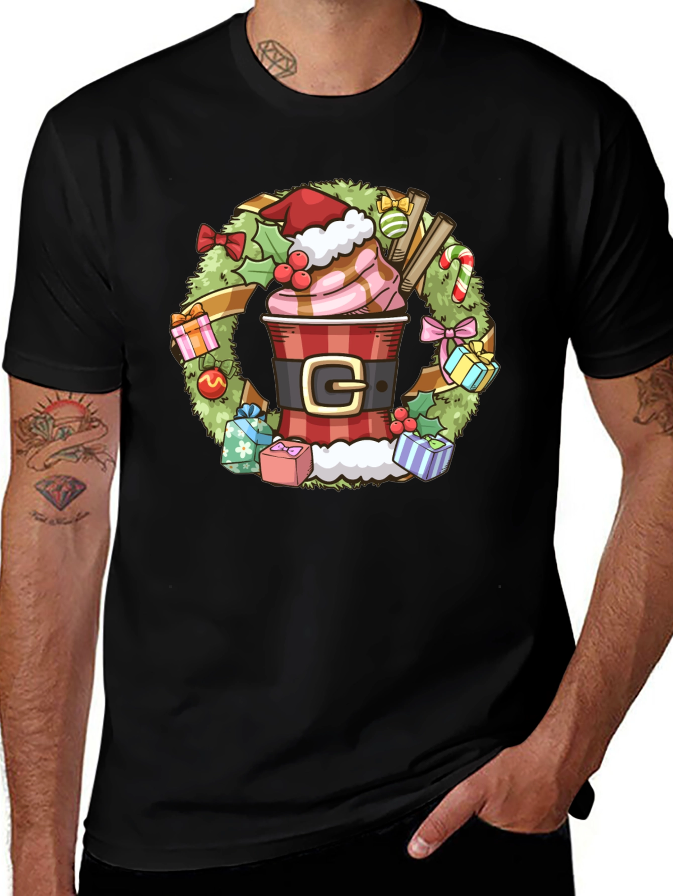 Festive Holiday Coffee Wreath T-Shirt
