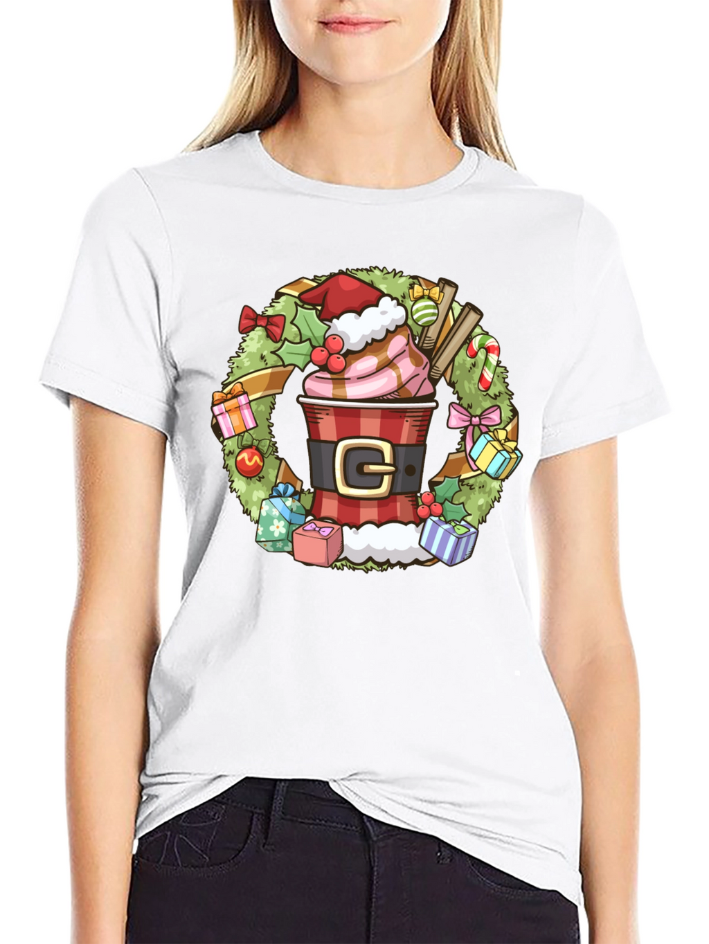 Festive Holiday Coffee Wreath T-Shirt
