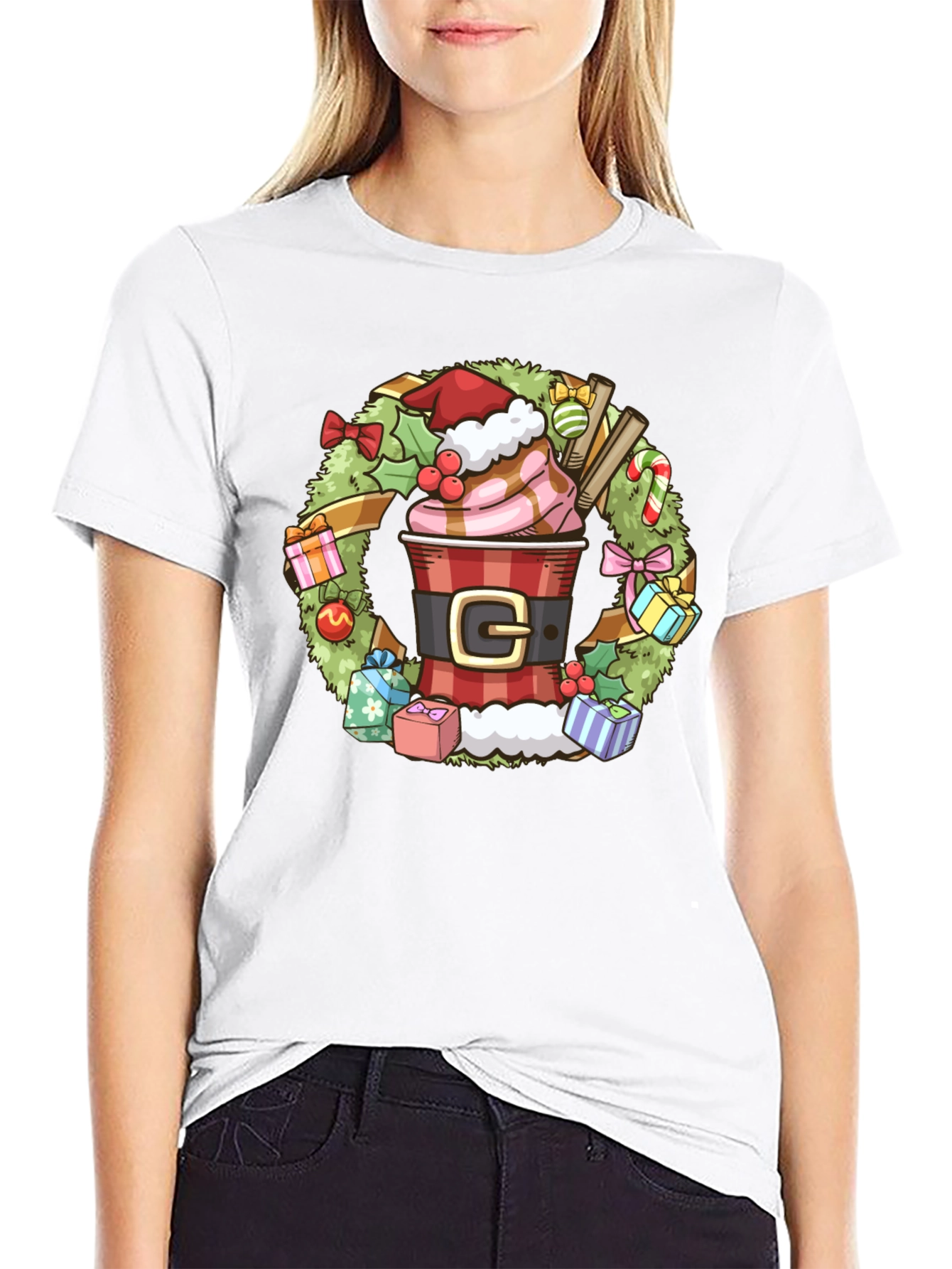 Festive Holiday Coffee Wreath T-Shirt