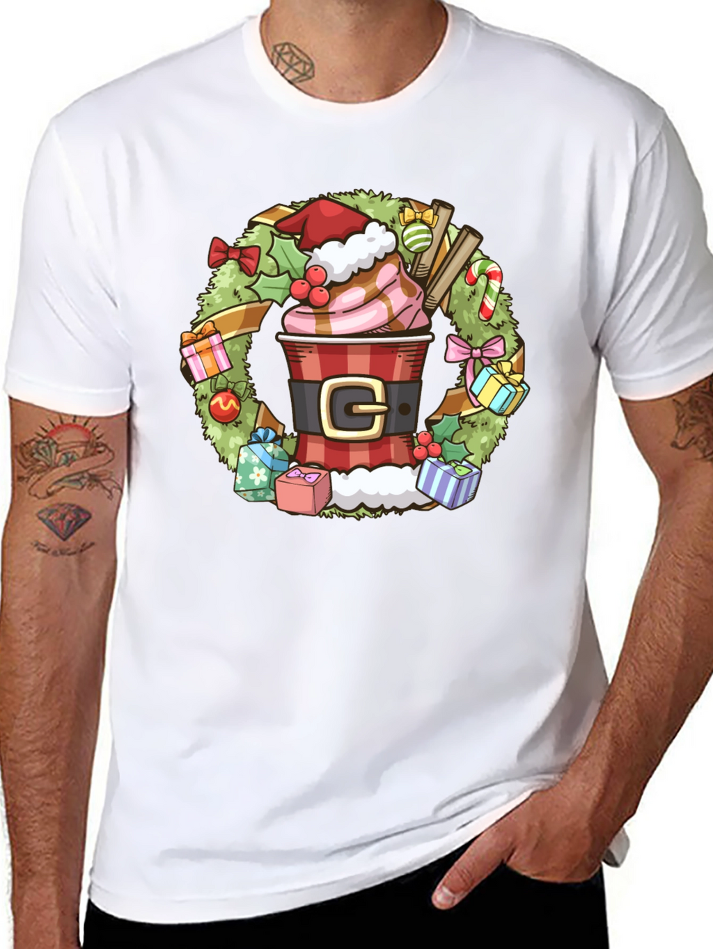 Festive Holiday Coffee Wreath T-Shirt
