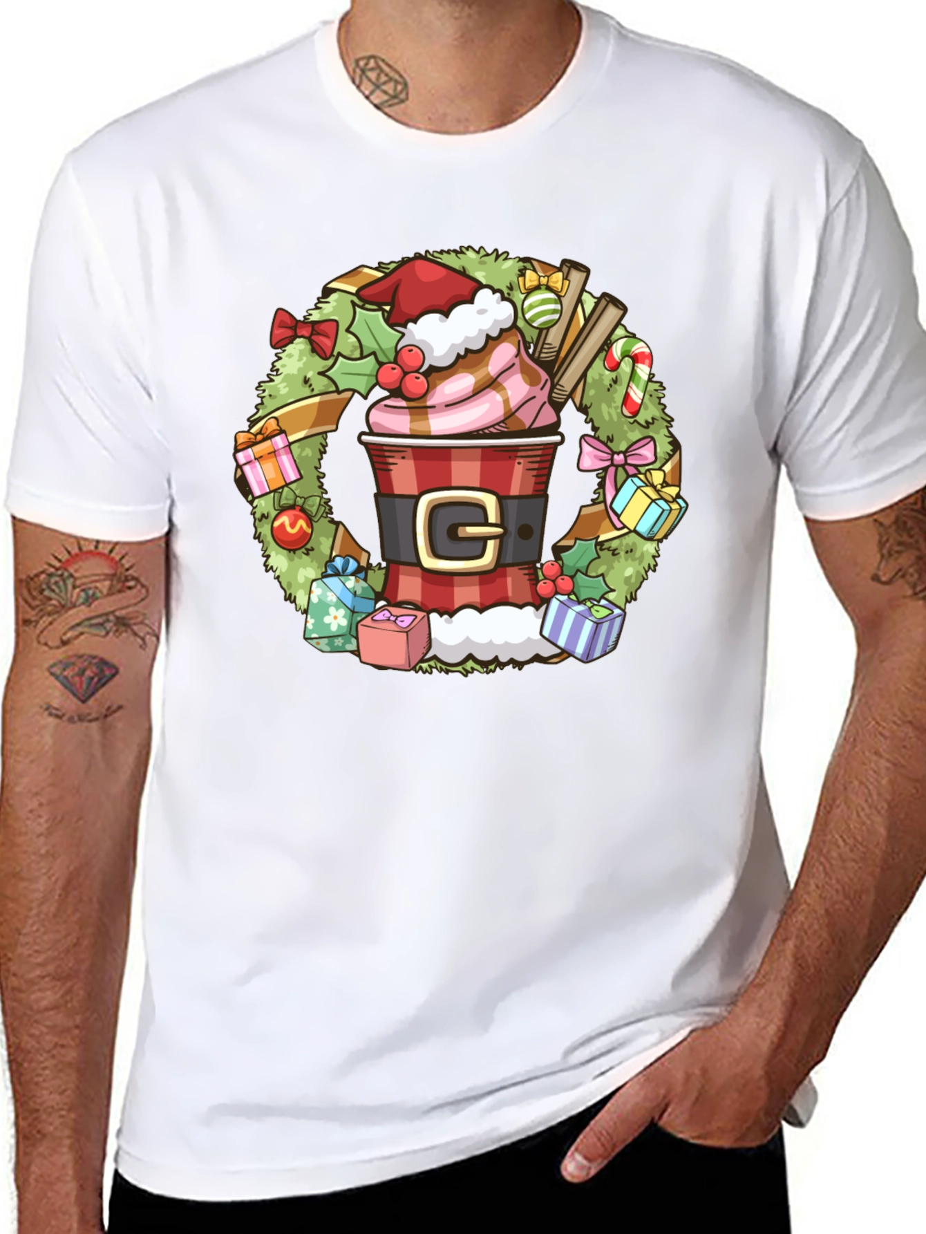 Festive Holiday Coffee Wreath T-Shirt