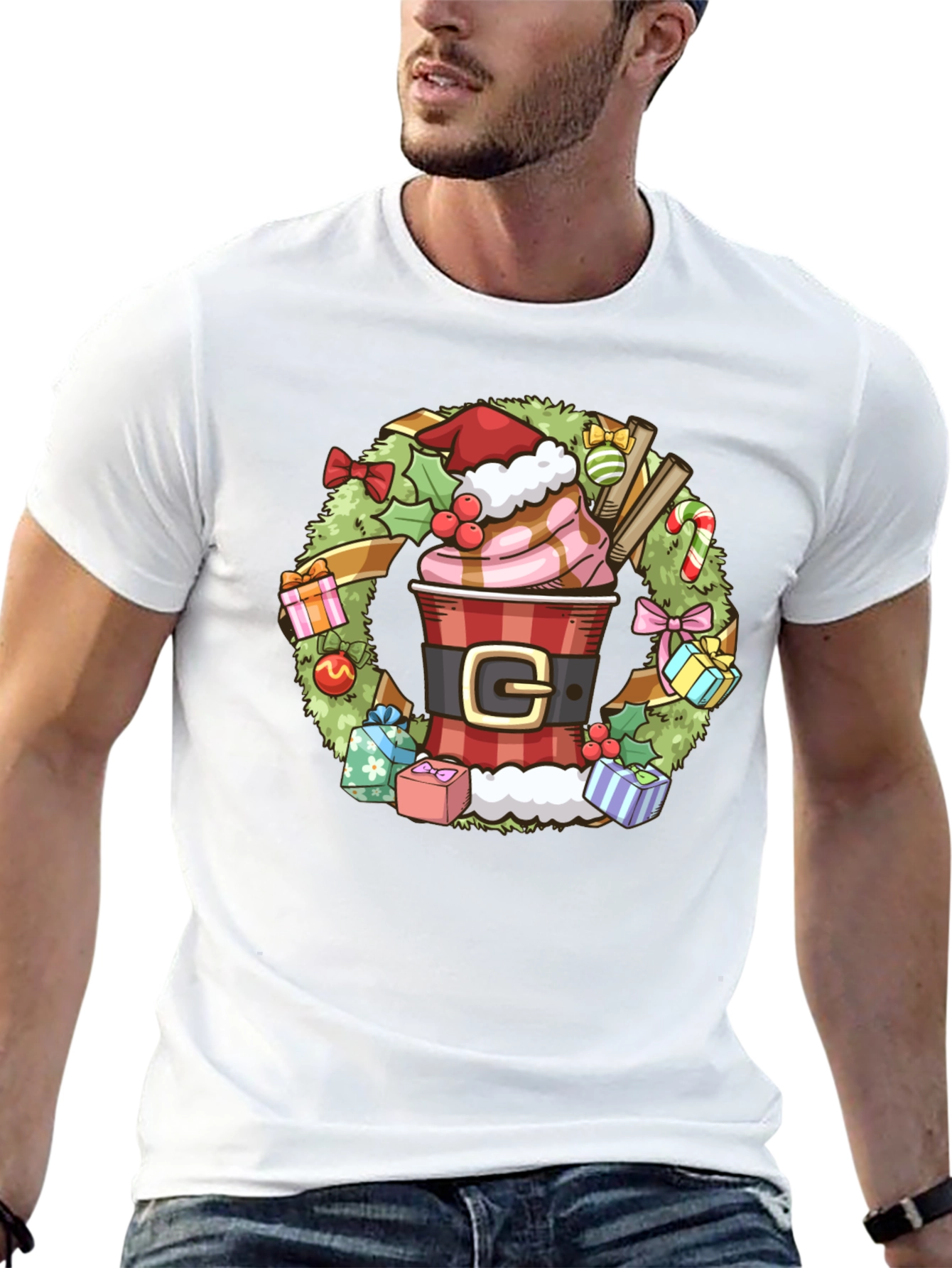 Festive Holiday Coffee Wreath T-Shirt