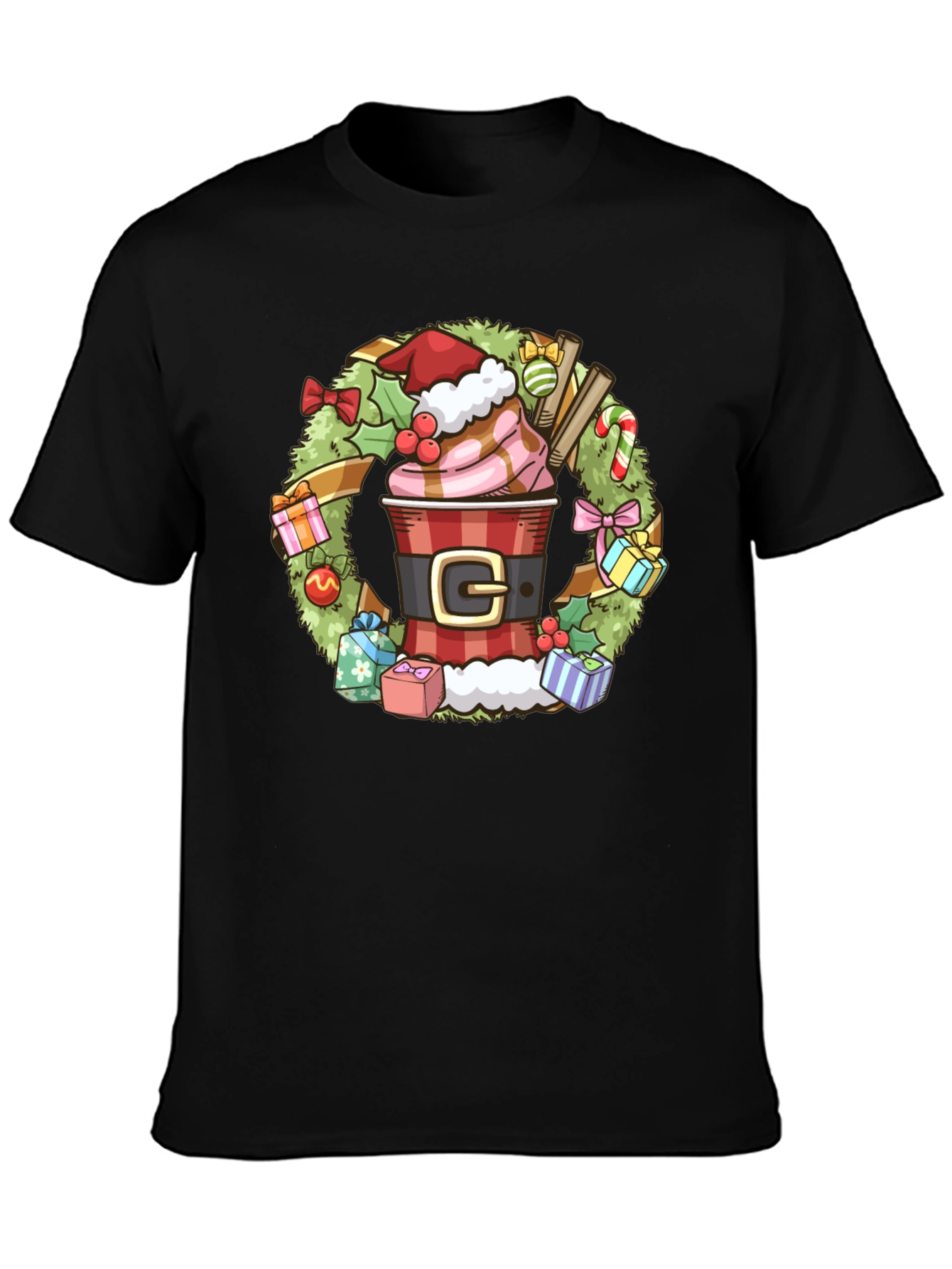 Festive Holiday Coffee Wreath T-Shirt