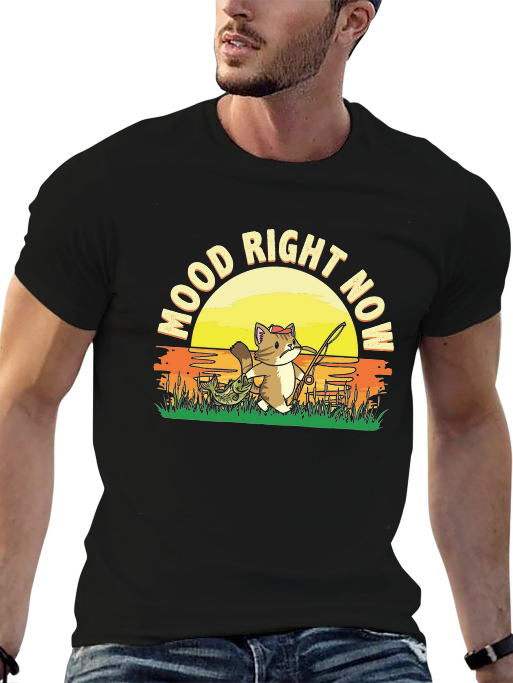 Mood Right Now Fishing Cat T-Shirt