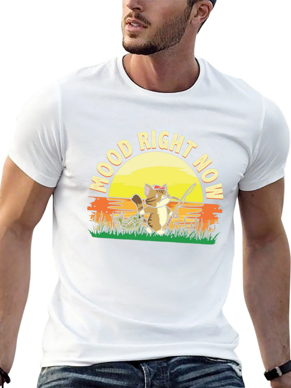 Mood Right Now Fishing Cat T-Shirt