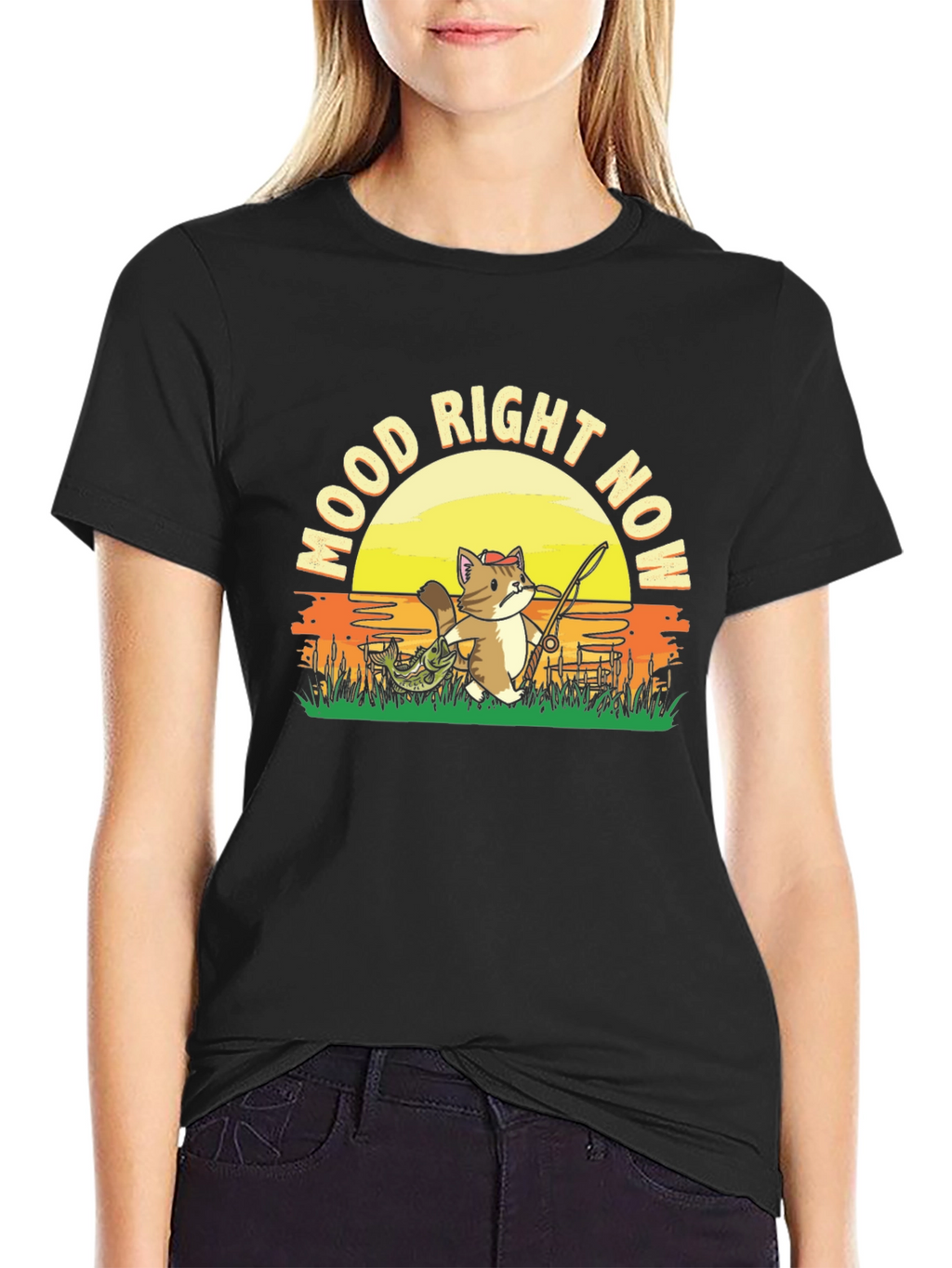 Mood Right Now Fishing Cat T-Shirt