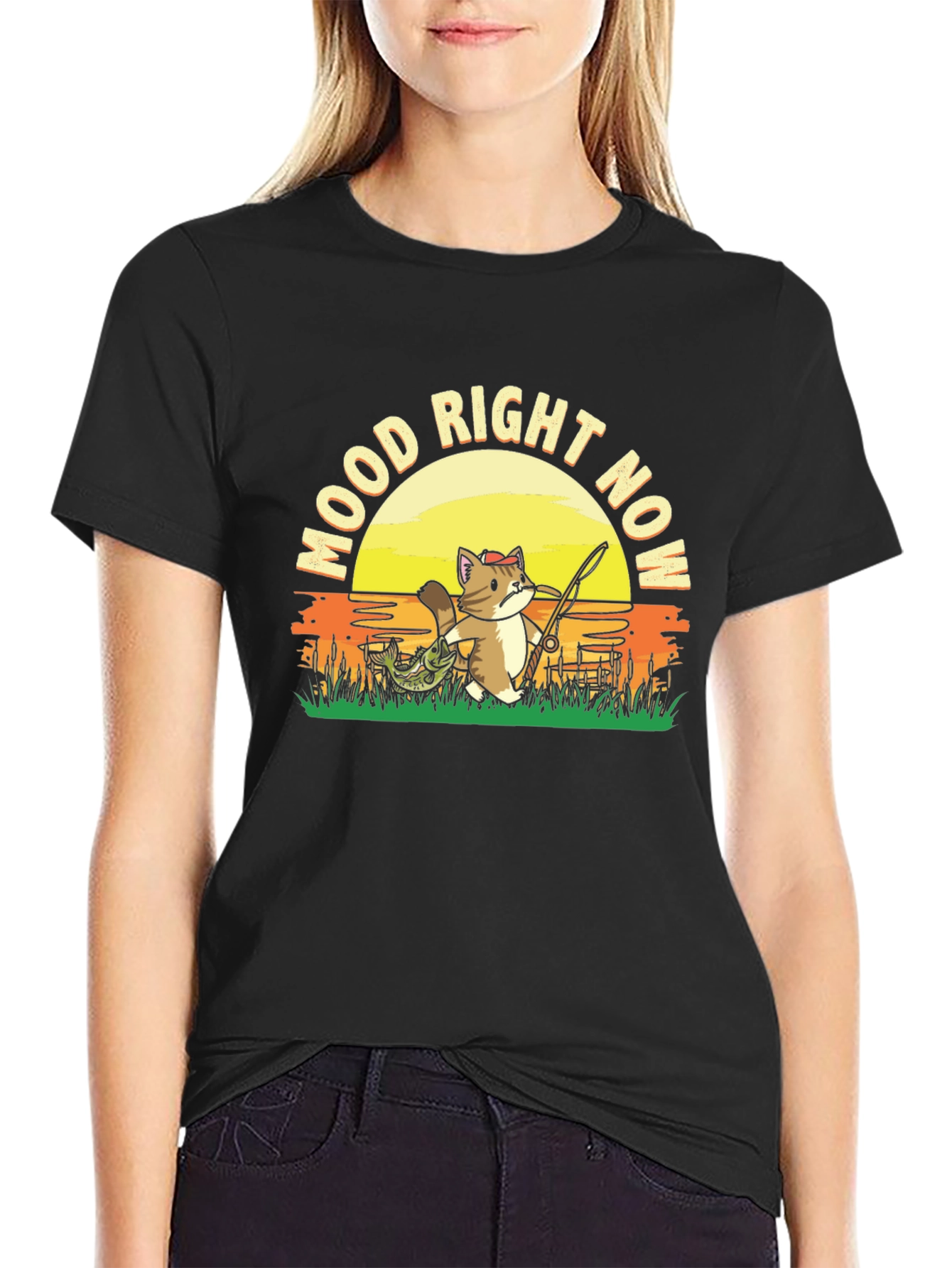 Mood Right Now Fishing Cat T-Shirt