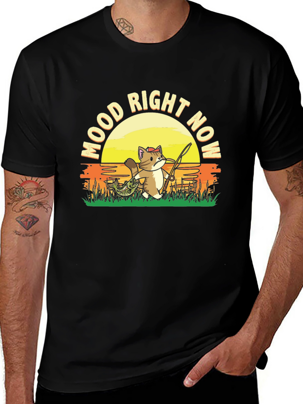 Mood Right Now Fishing Cat T-Shirt
