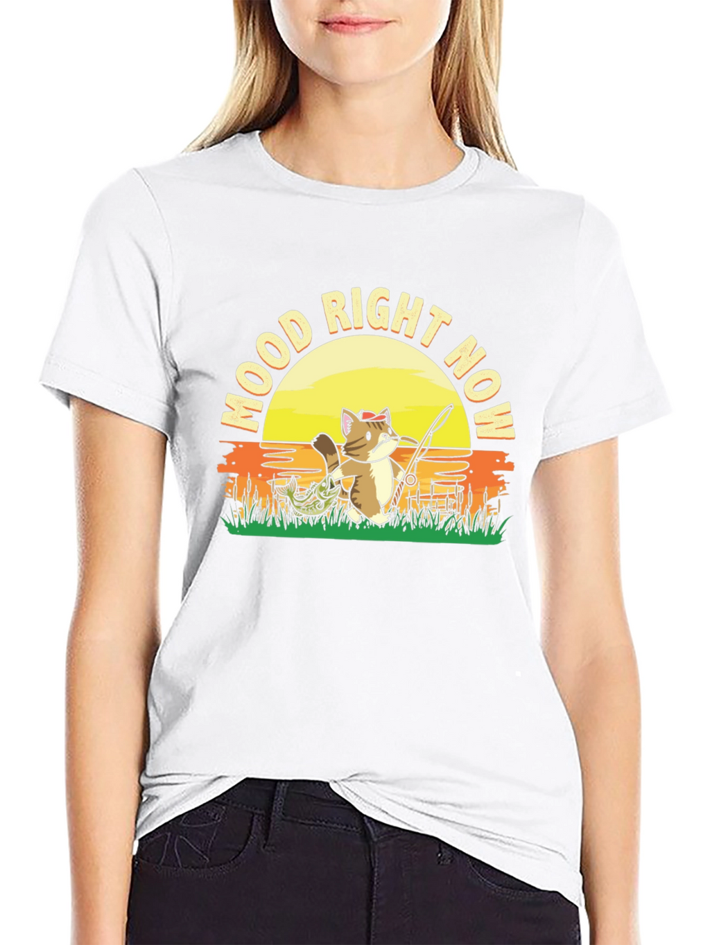 Mood Right Now Fishing Cat T-Shirt