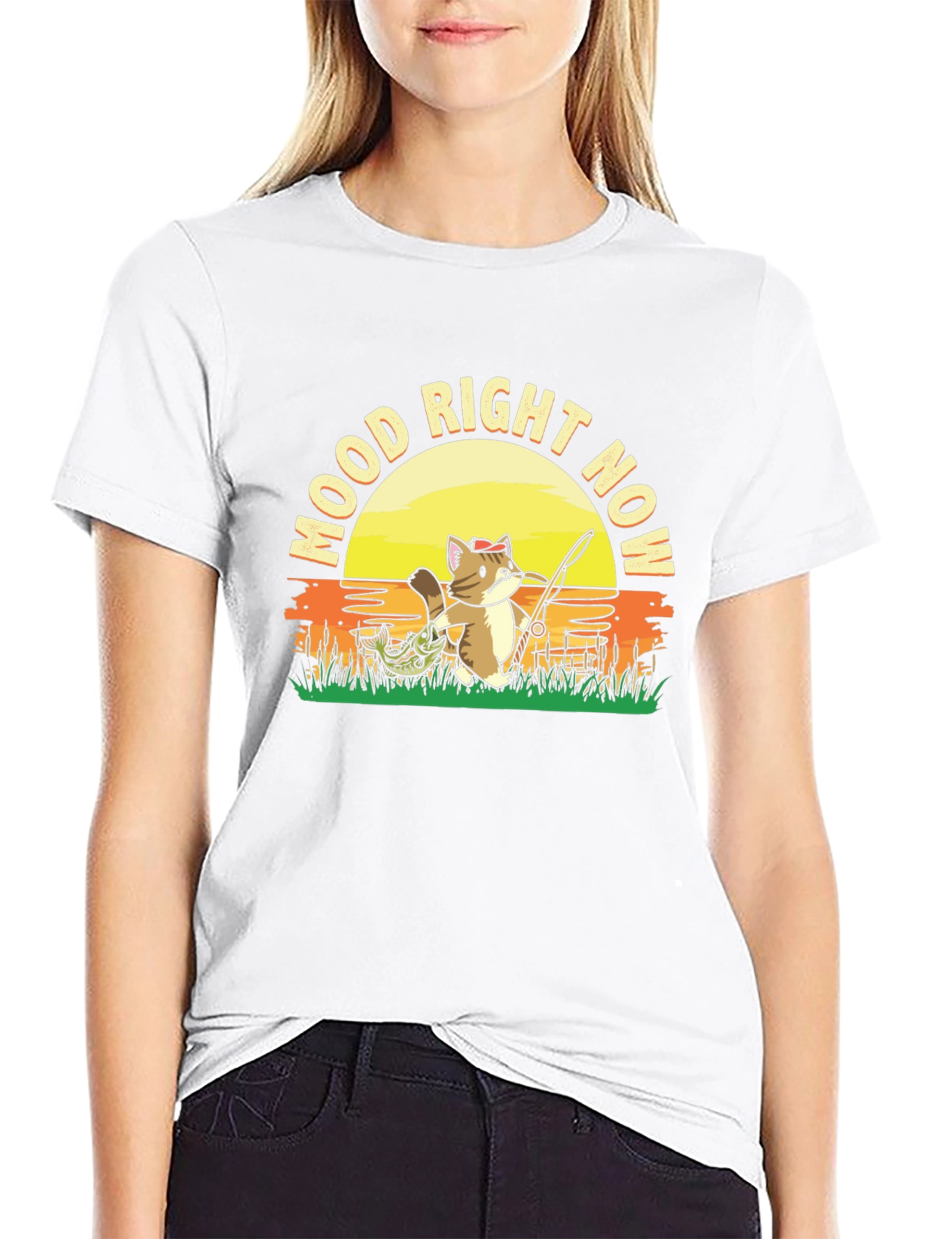 Mood Right Now Fishing Cat T-Shirt