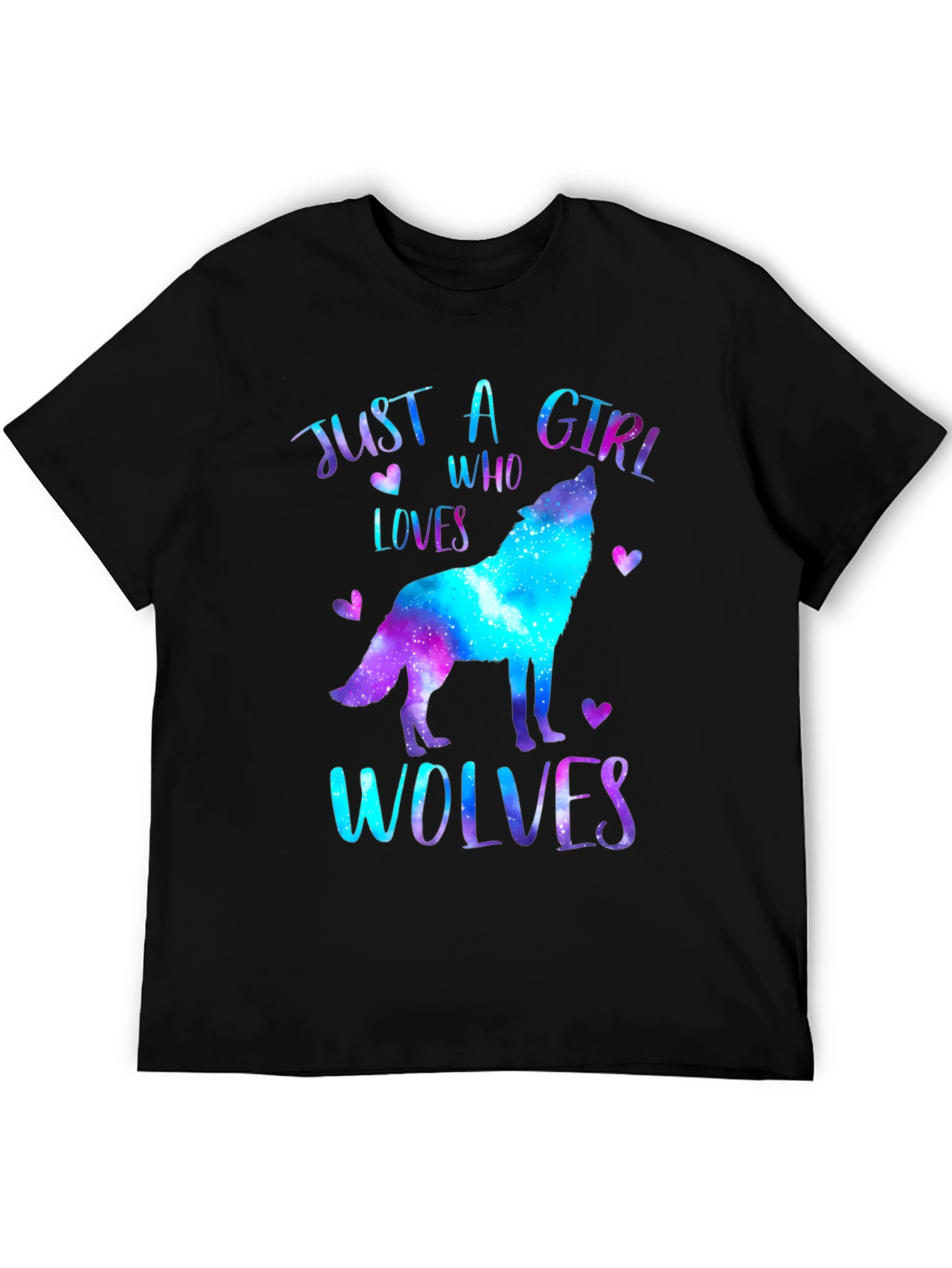 Just a Girl Who Loves Wolves T-Shirt - Galaxy Design