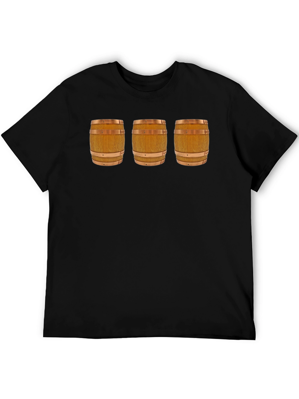 Mens Black T-Shirt with Barrel Design
