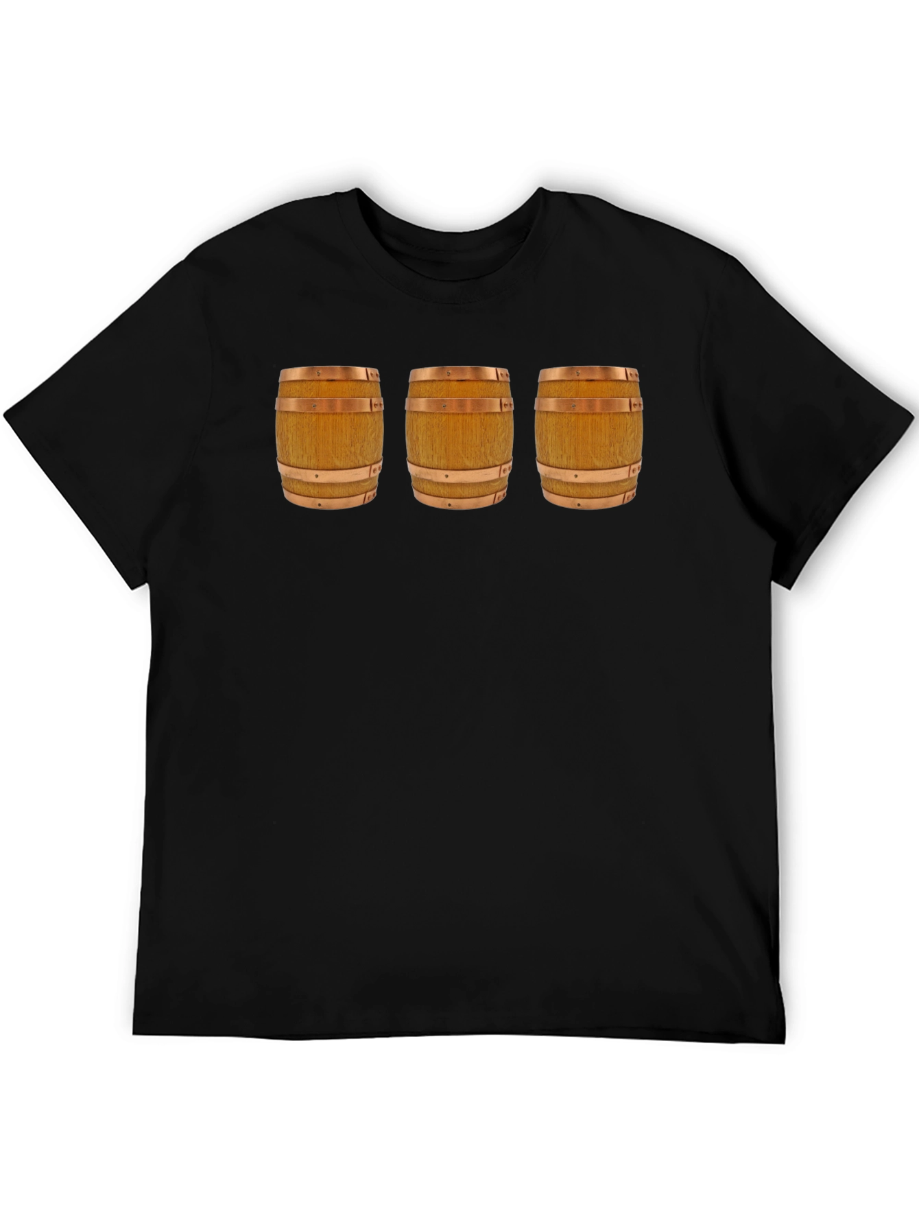 Mens Black T-Shirt with Barrel Design