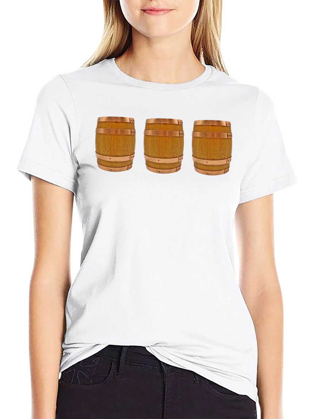 Mens Black T-Shirt with Barrel Design