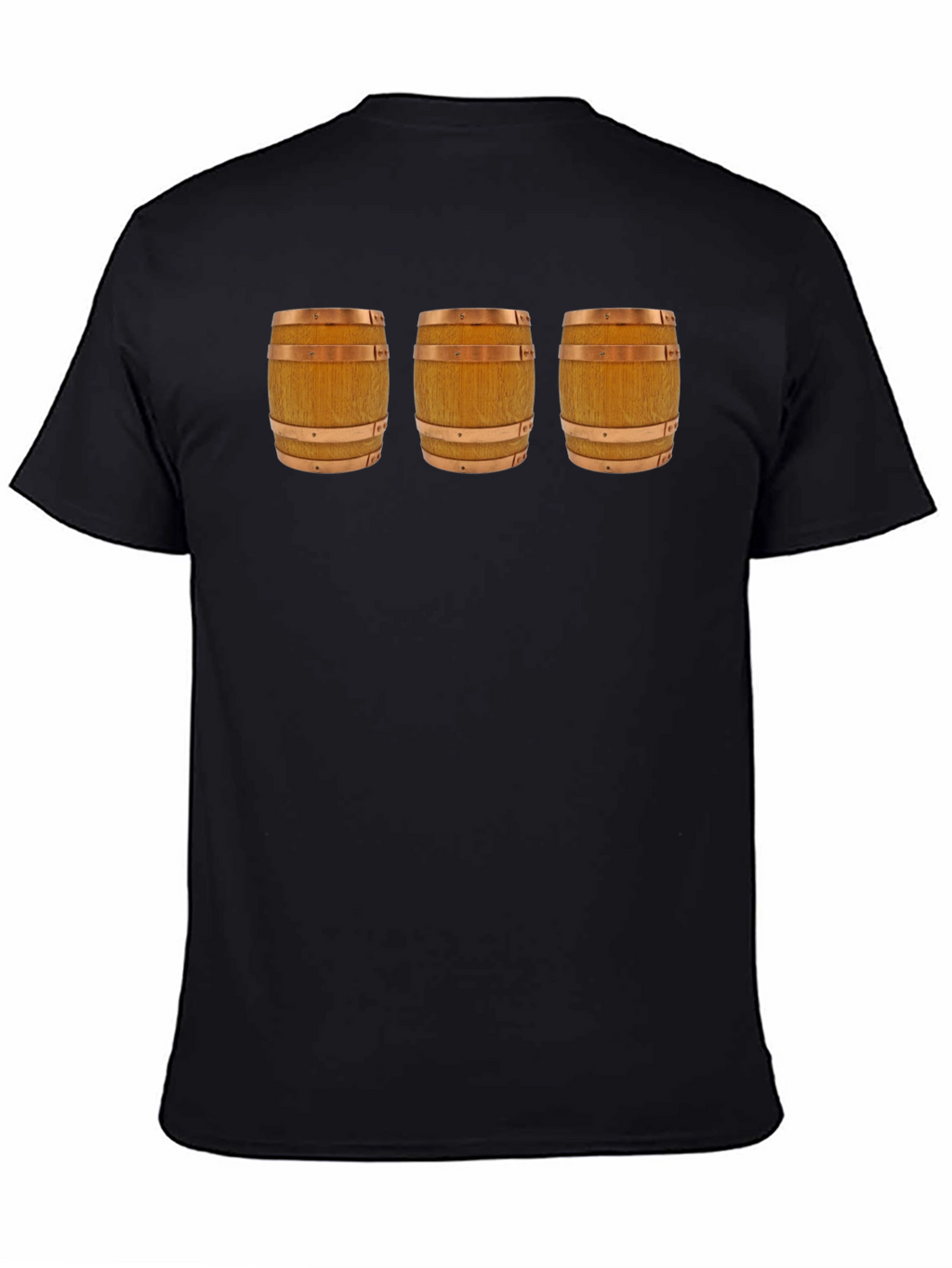 Mens Black T-Shirt with Barrel Design