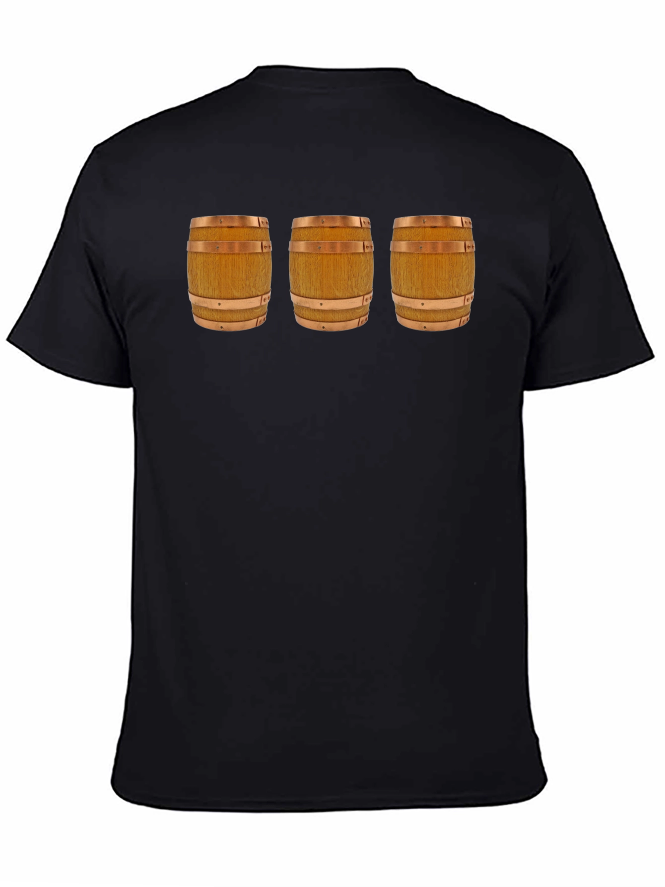 Mens Black T-Shirt with Barrel Design
