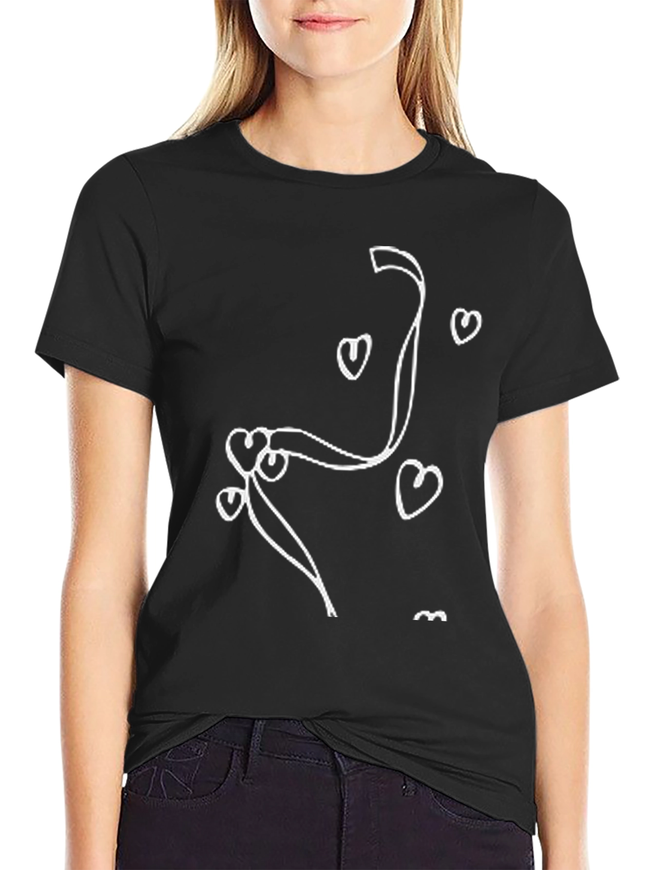 Heart Line Art Black Tee