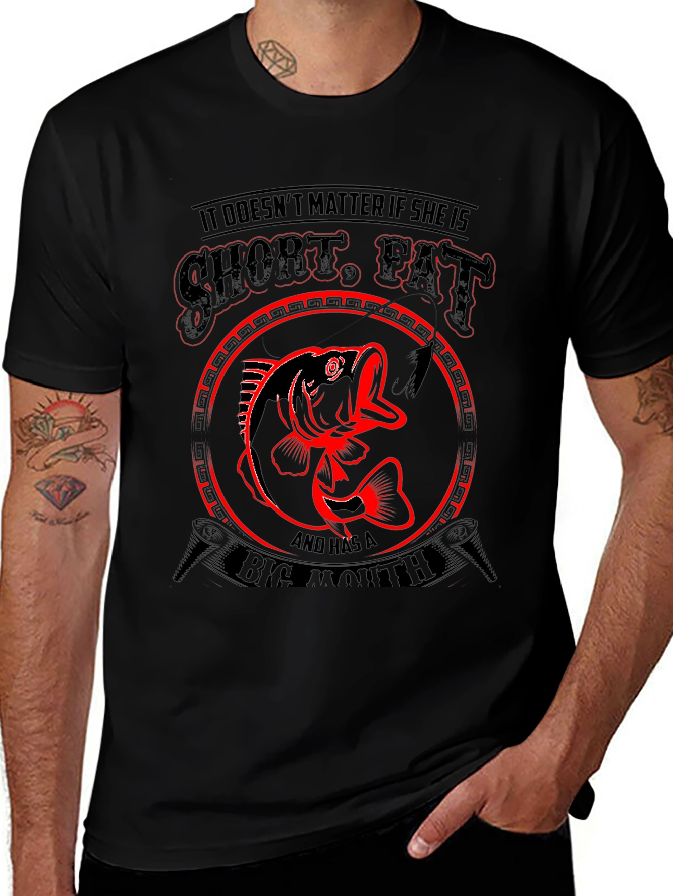 Funny Fishing T-Shirt - Short Fat Big Mouth Bass