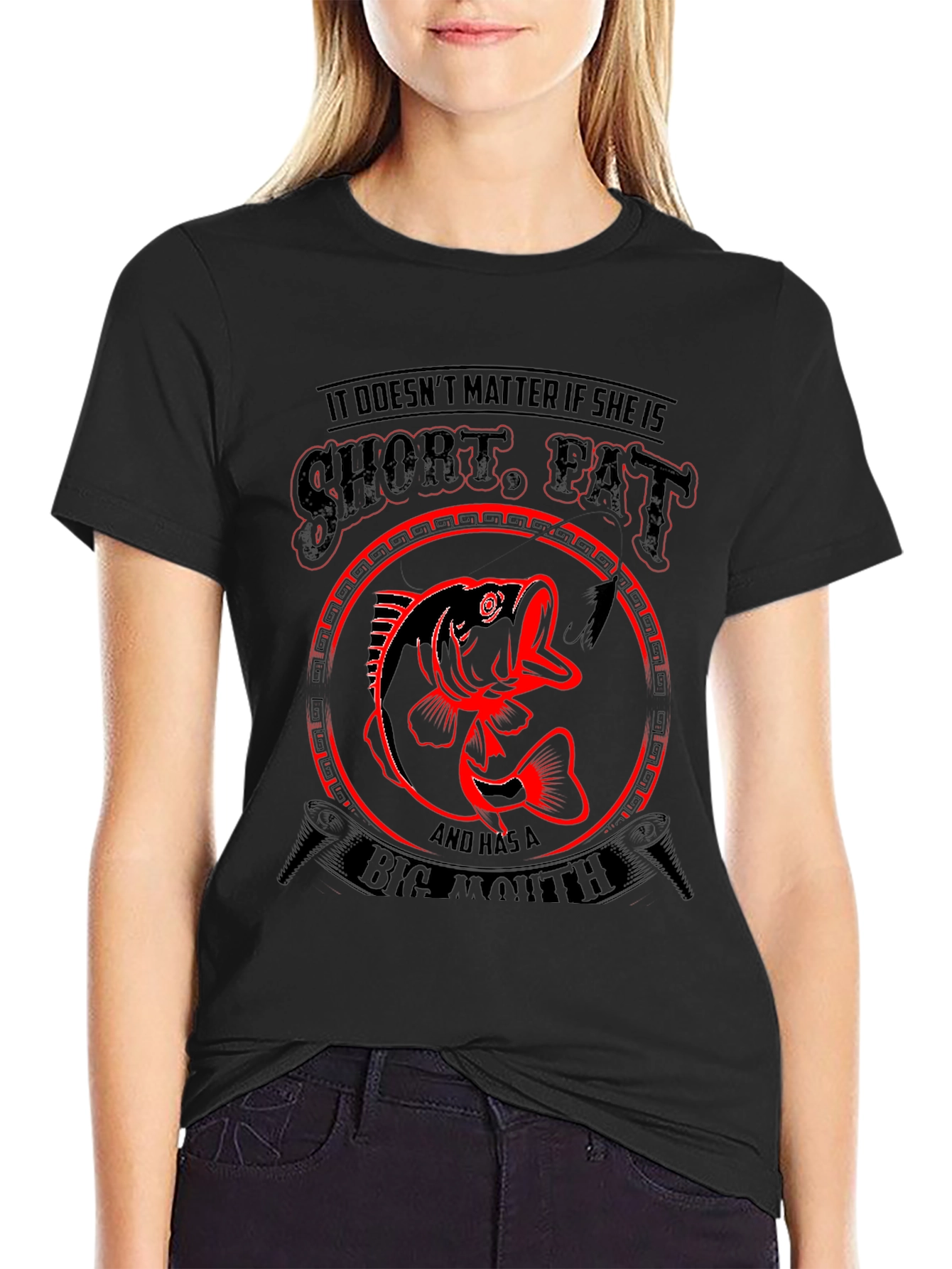 Funny Fishing T-Shirt - Short Fat Big Mouth Bass